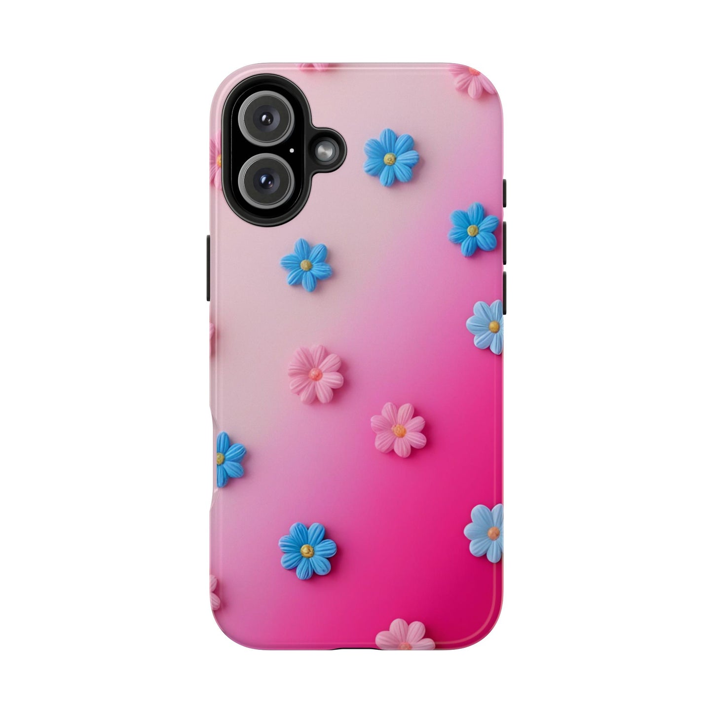 Phone Case - 3D Flowers on Pink Ombre Design