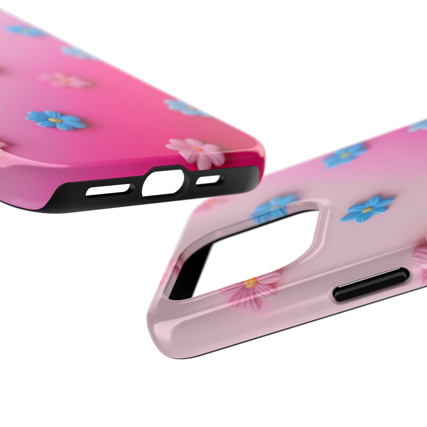 Phone Case - 3D Flowers on Pink Ombre Design