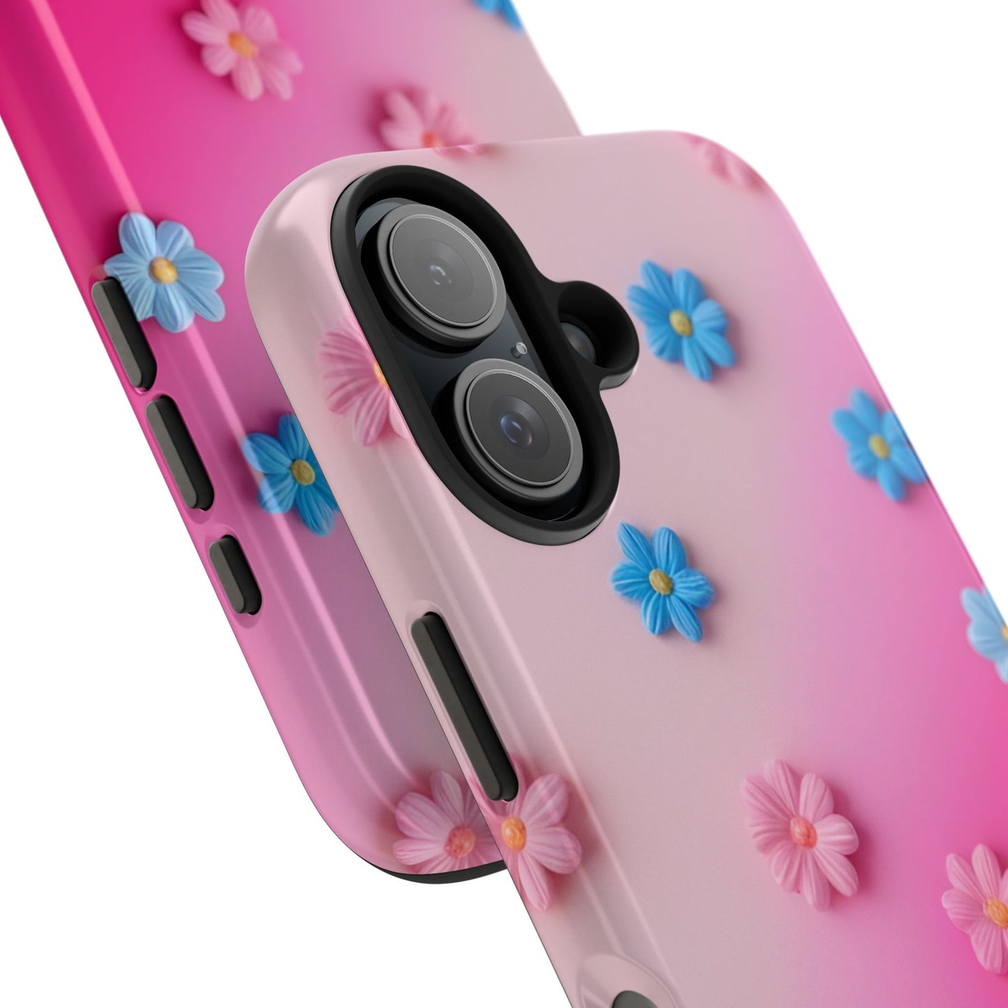 Phone Case - 3D Flowers on Pink Ombre Design