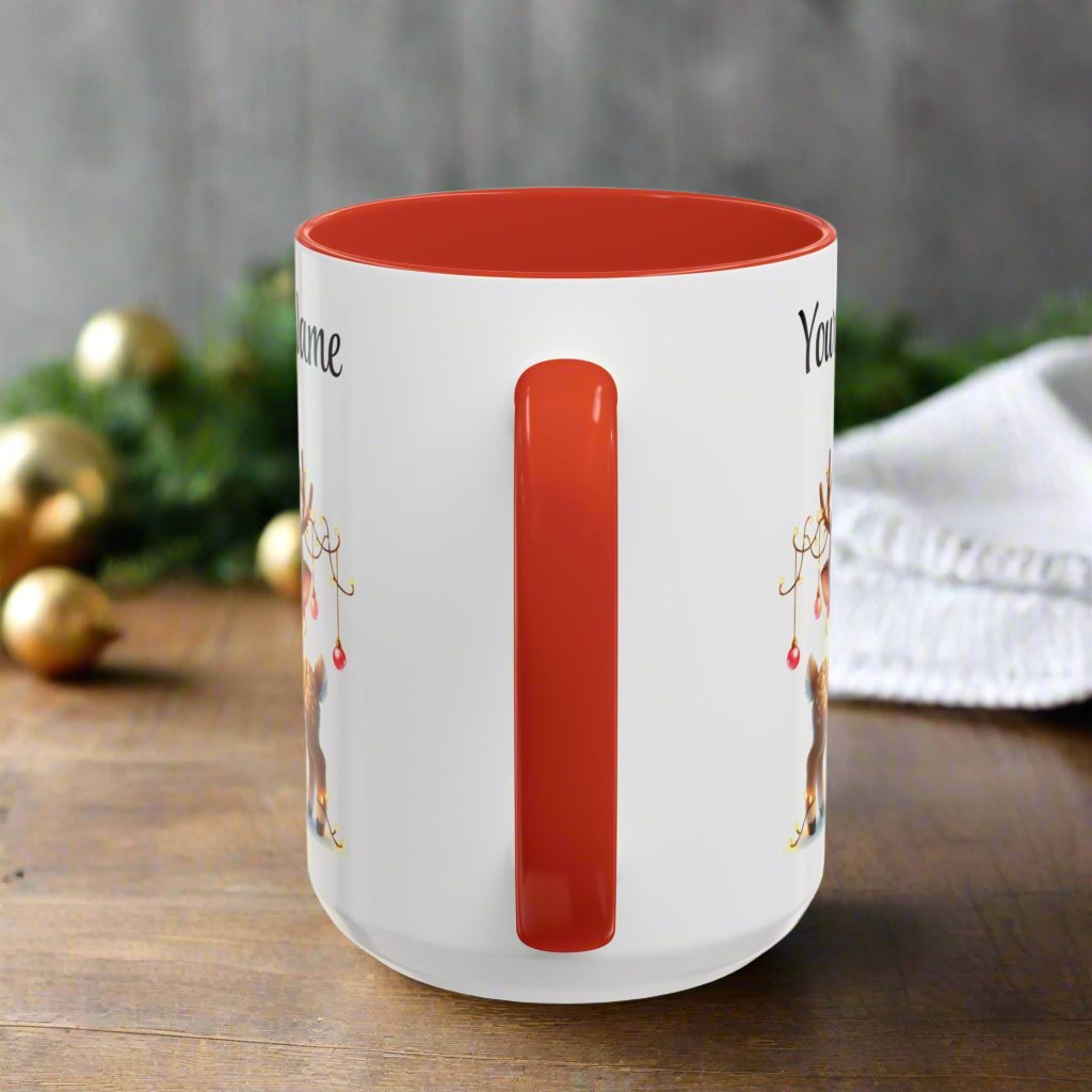 Personalized Coffee Mug Vintage Reindeer Design (11oz or15oz) Christmas Mug - Design #11