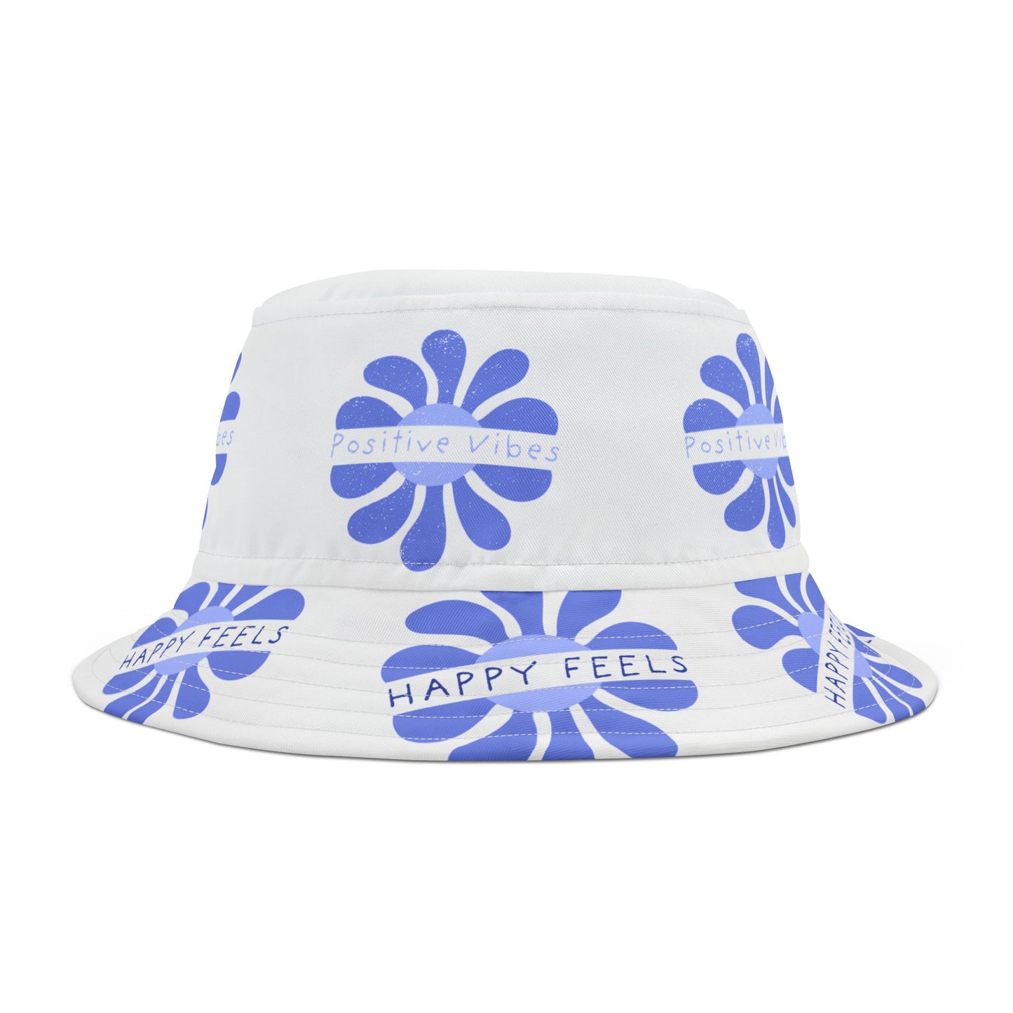 Bucket Hat with Positive Vibes Retro Design