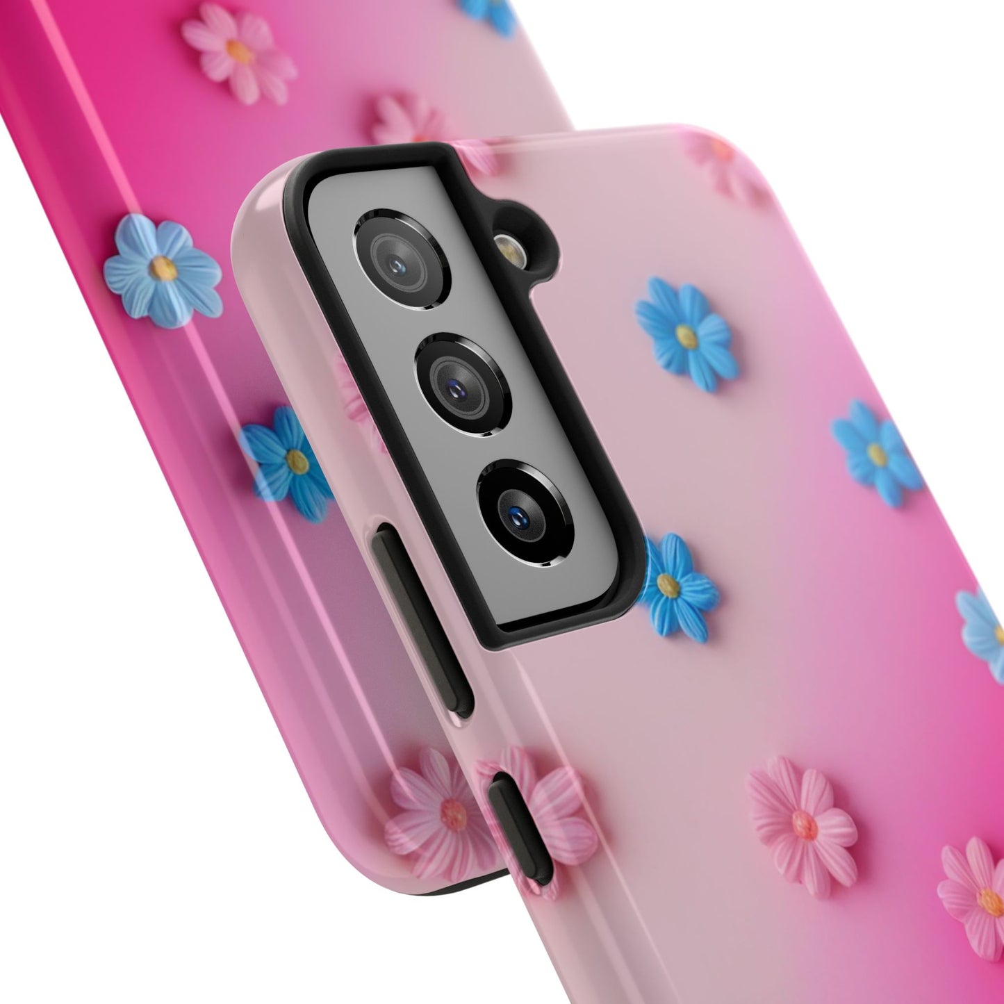 Phone Case - 3D Flowers on Pink Ombre Design