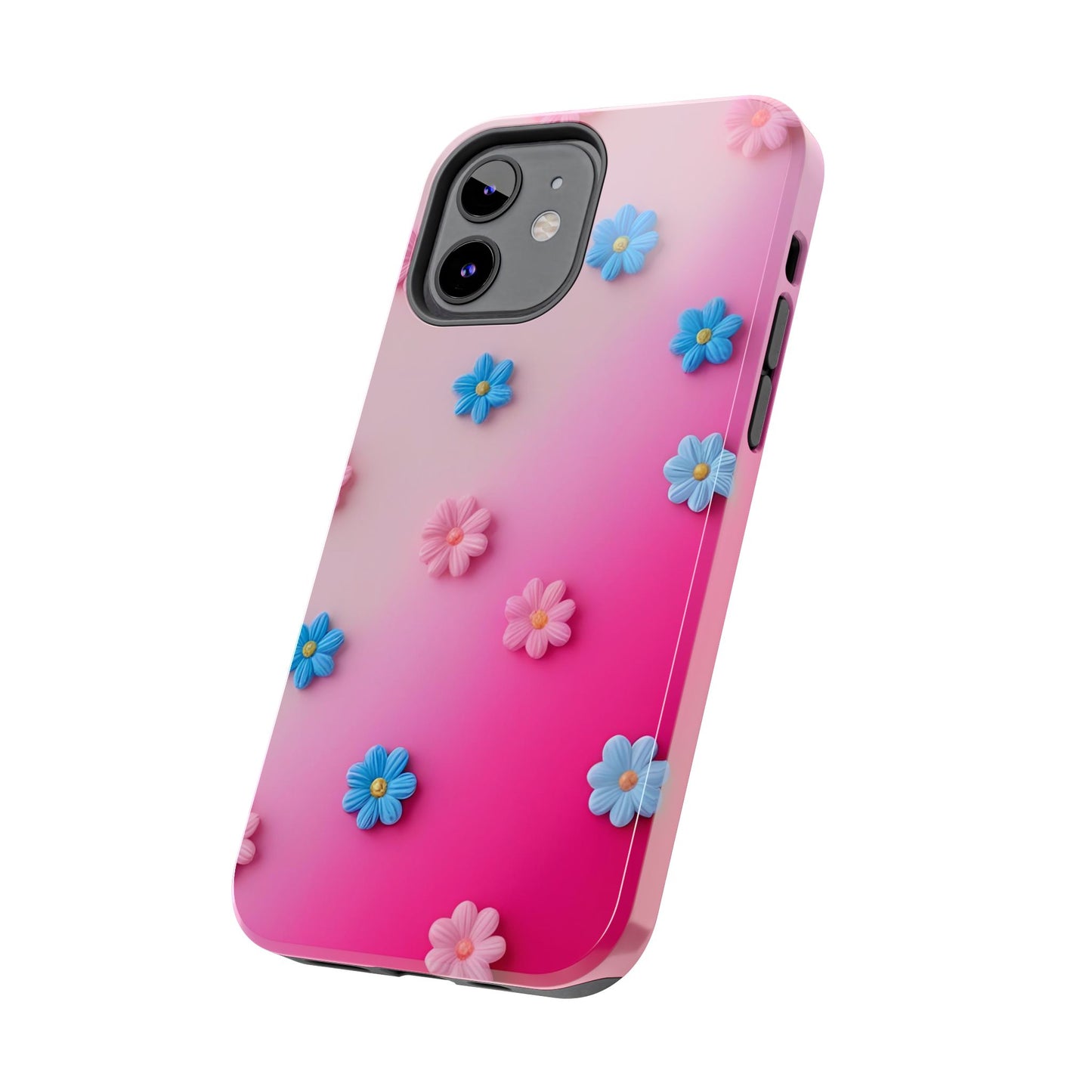Phone Case - 3D Flowers on Pink Ombre Design