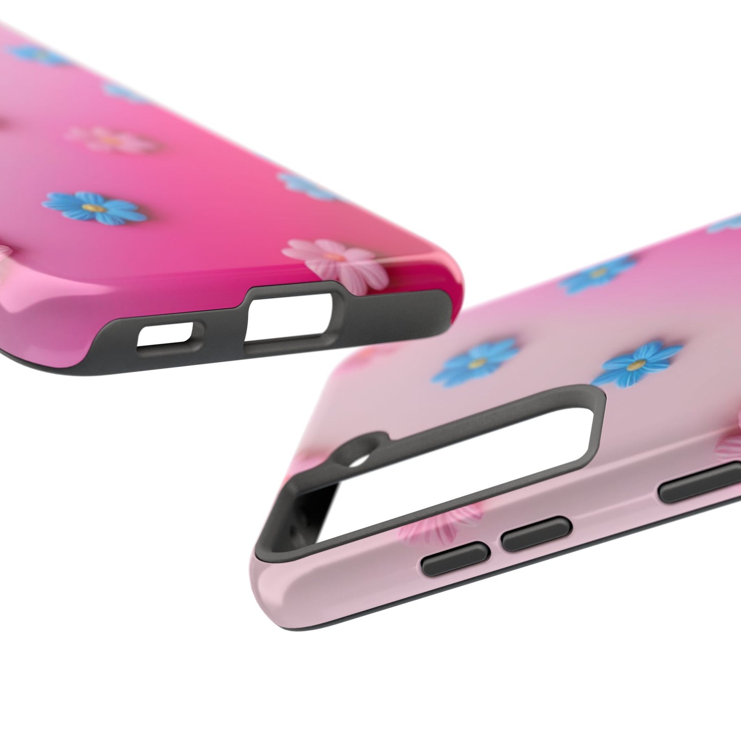 Phone Case - 3D Flowers on Pink Ombre Design
