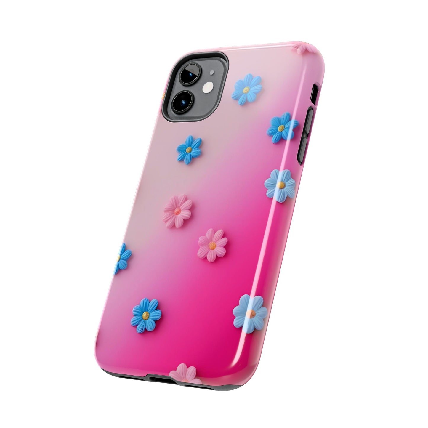 Phone Case - 3D Flowers on Pink Ombre Design