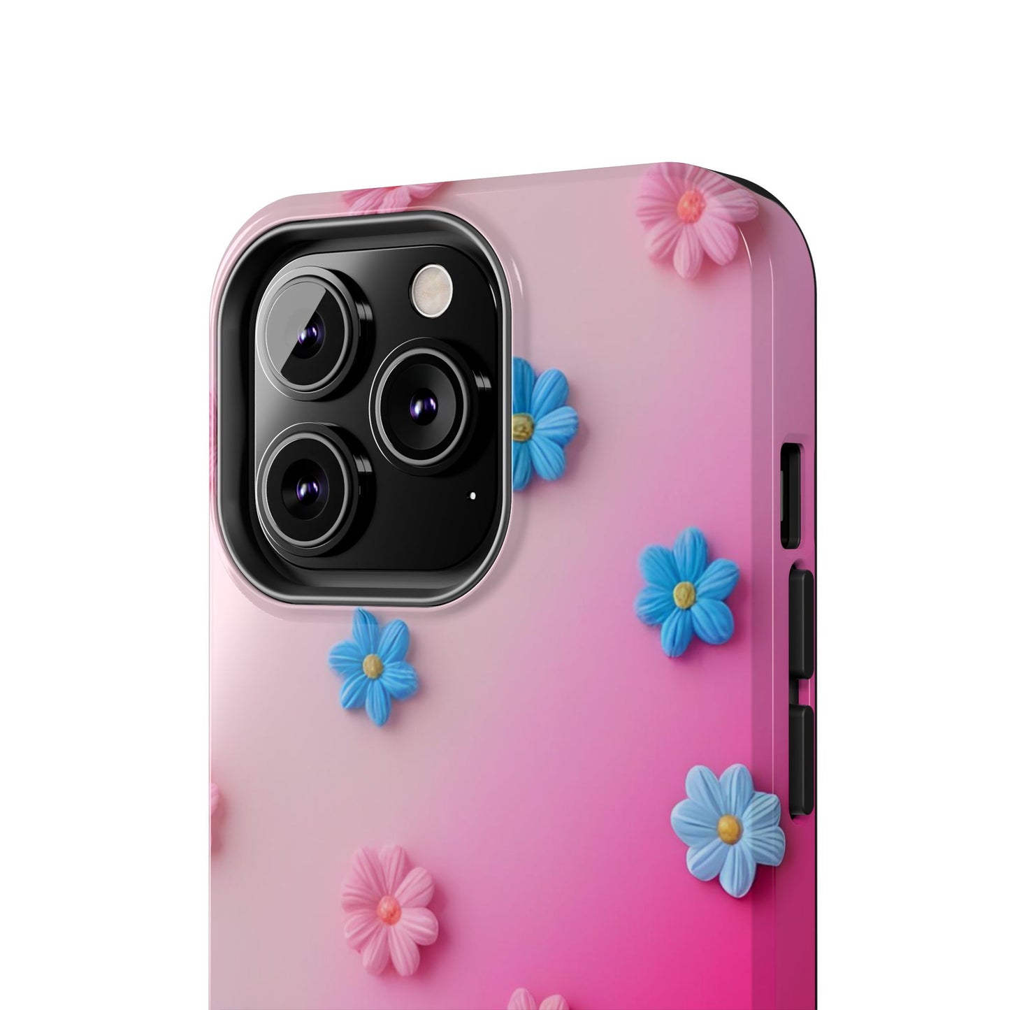 Phone Case - 3D Flowers on Pink Ombre Design
