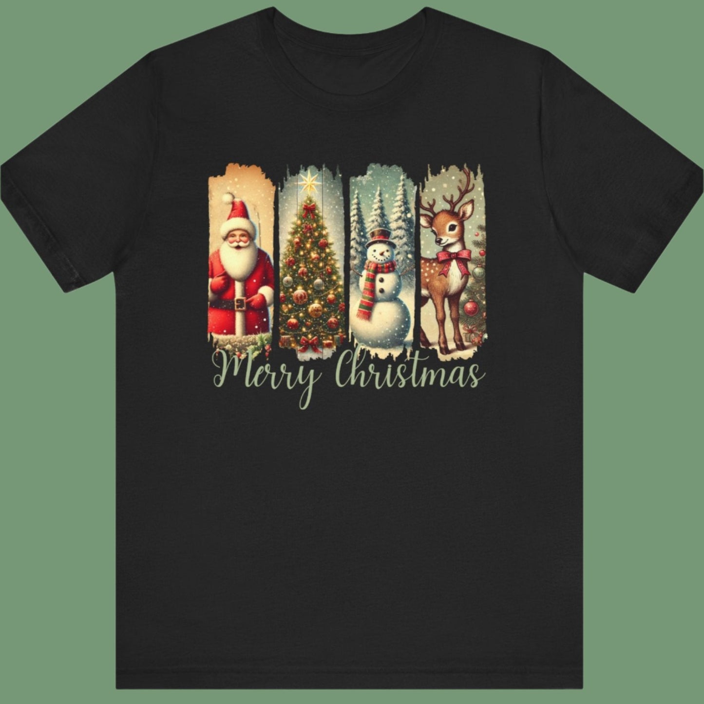 Christmas Collage Tee with Retro Prints