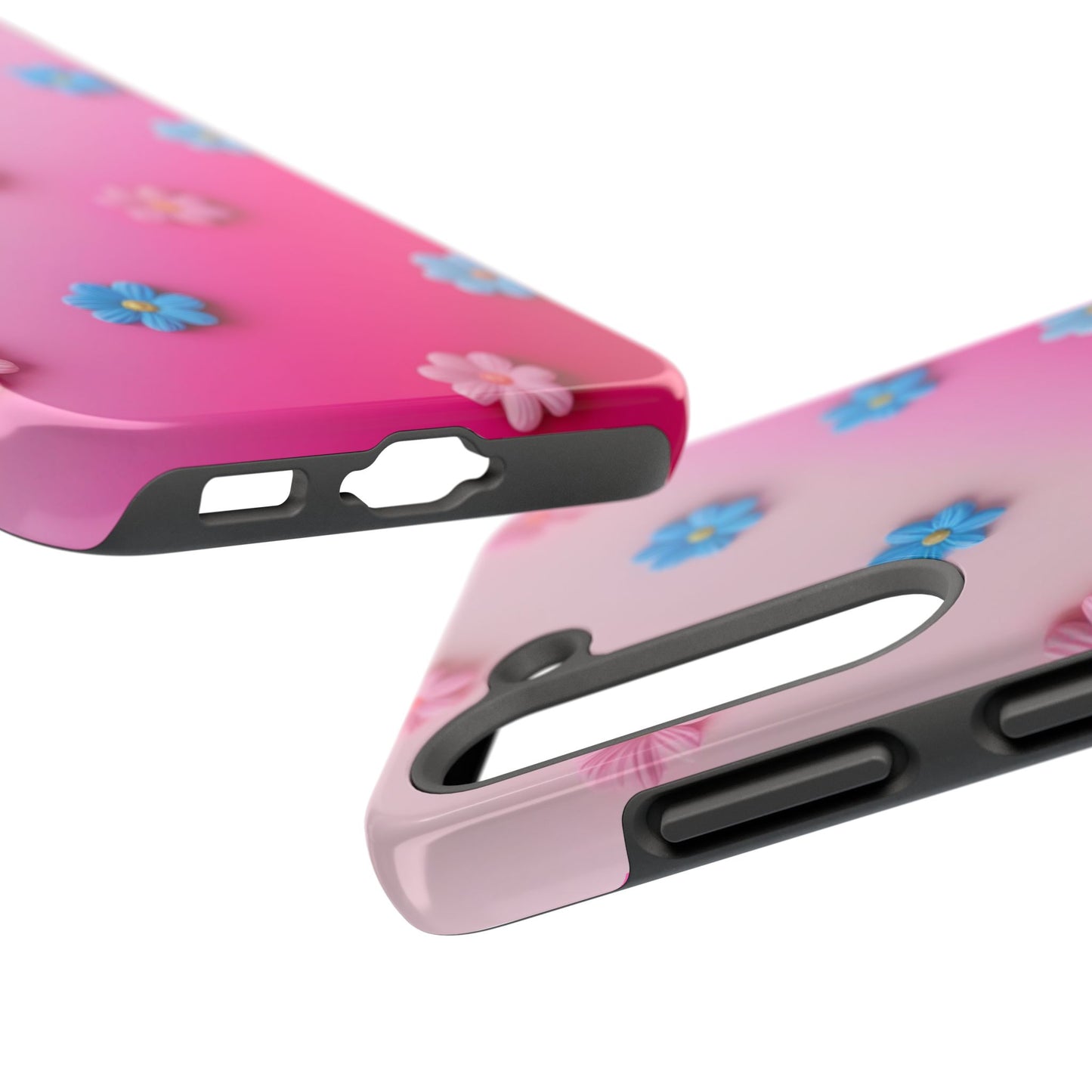 Phone Case - 3D Flowers on Pink Ombre Design