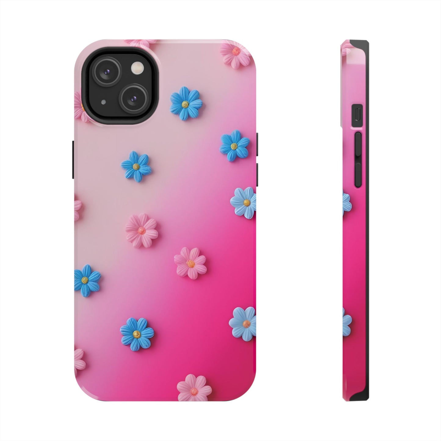 Phone Case - 3D Flowers on Pink Ombre Design