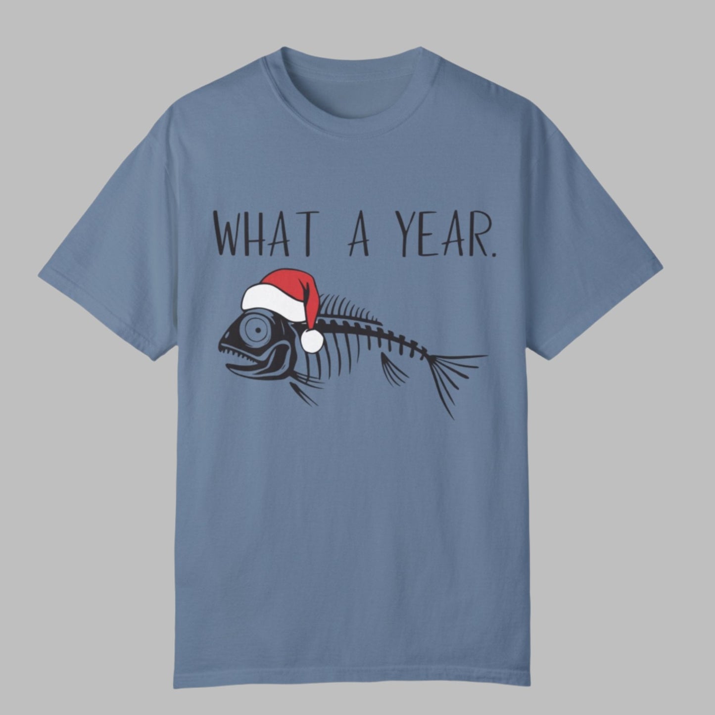 Fish Skeleton "What a Year" Christmas Tee - Women