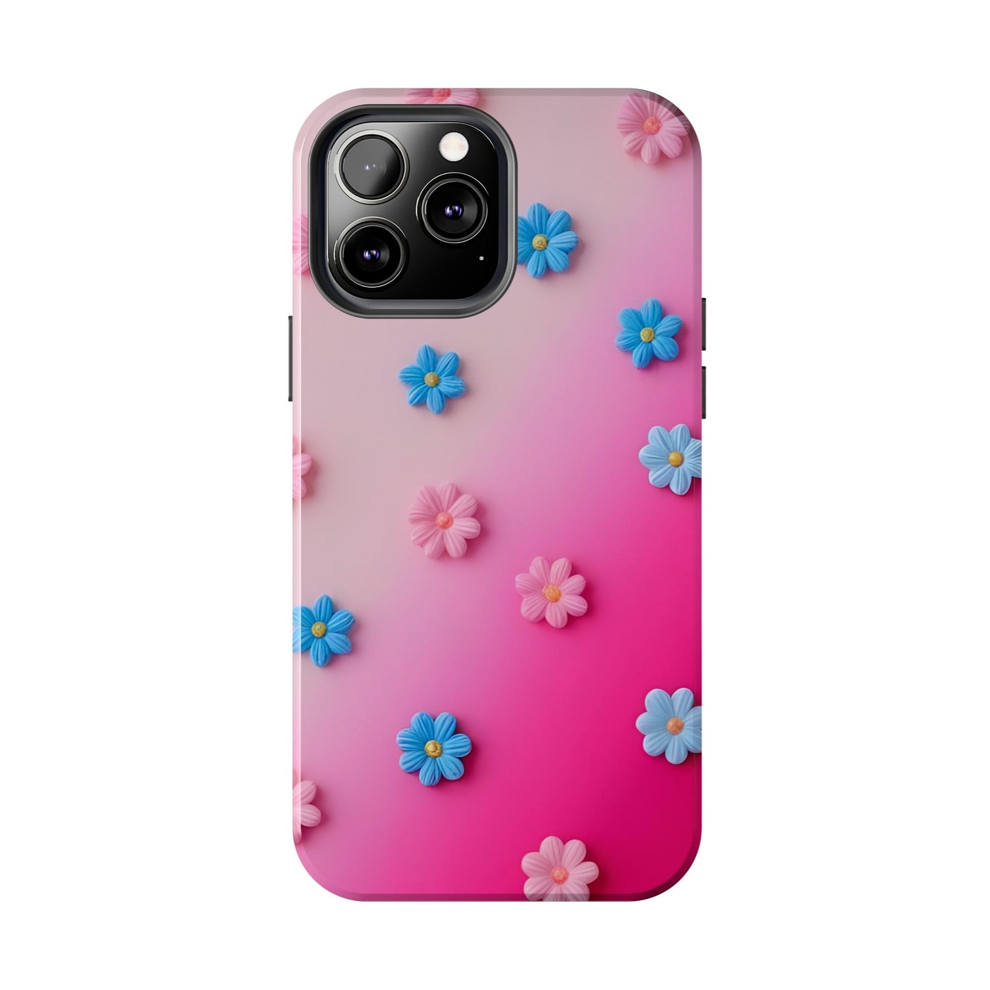 Phone Case - 3D Flowers on Pink Ombre Design