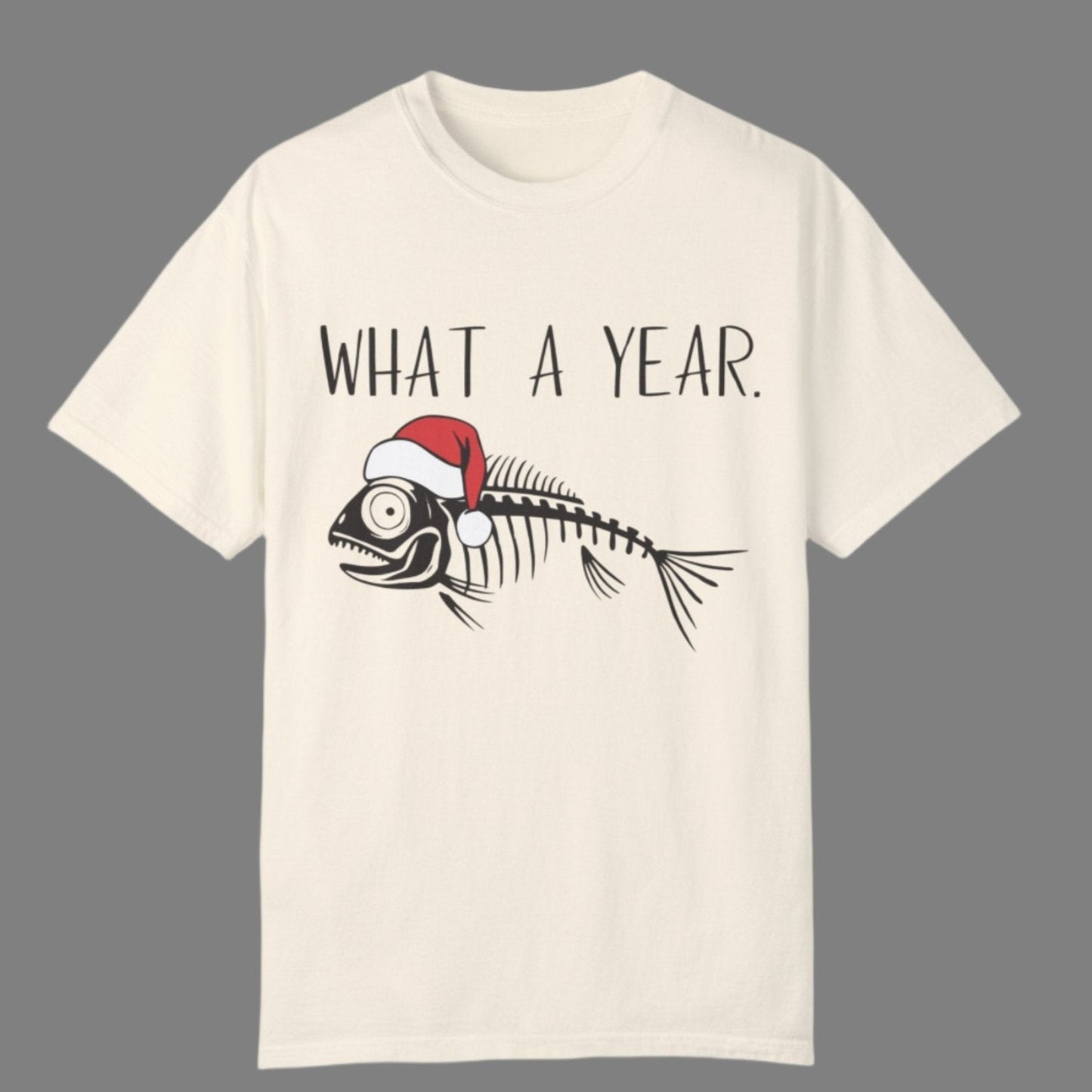 Fish Skeleton "What a Year" Christmas Tee - Women