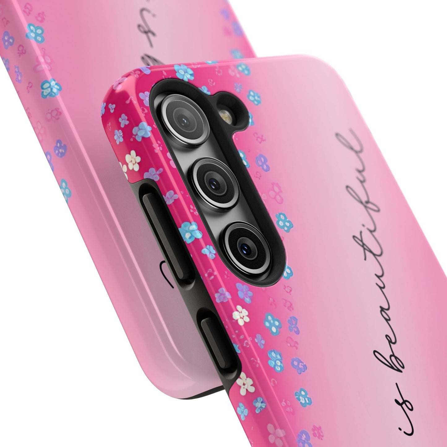 Phone Case Tough Floral Life is Beautiful Pink Ombre