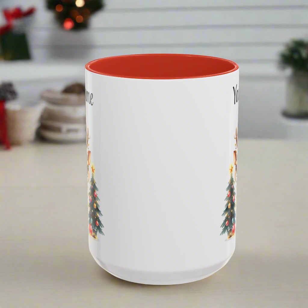 Personalized Coffee Mug Vintage Reindeer Design (11oz or15oz) Christmas Mug - Design #11