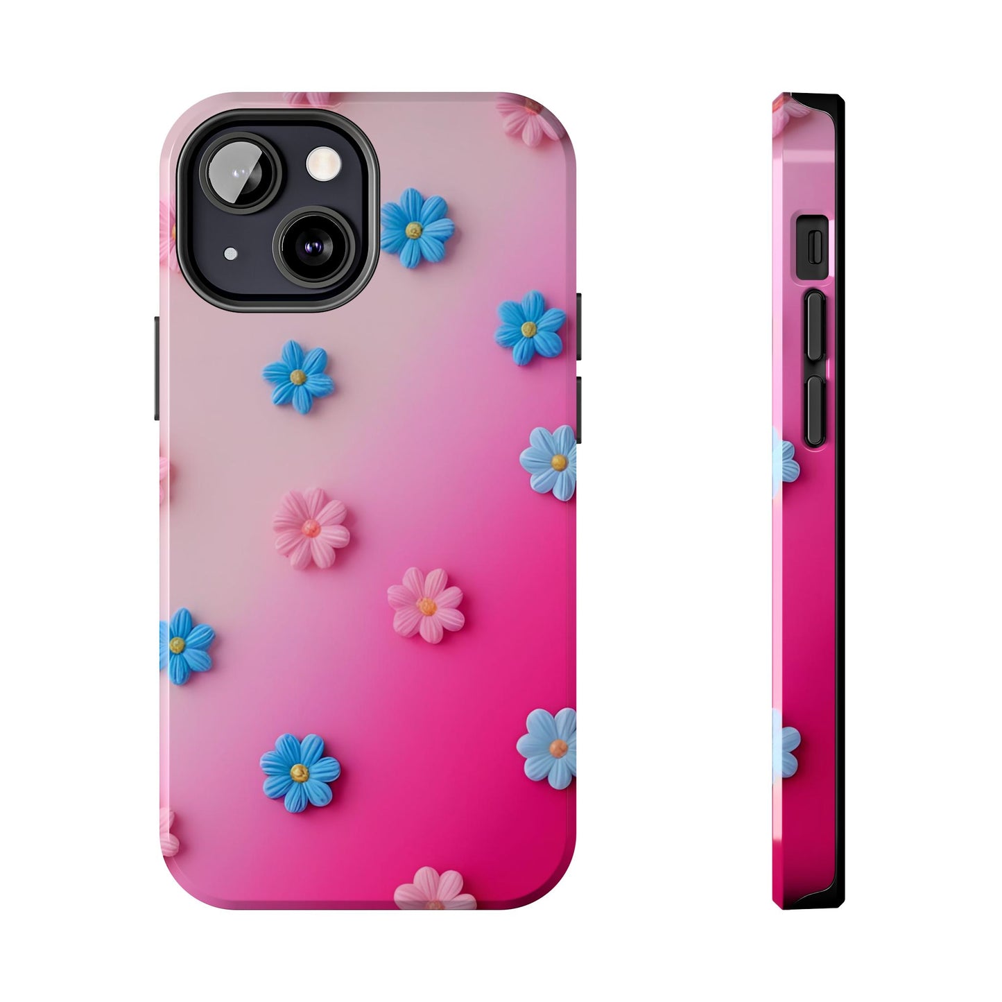 Phone Case - 3D Flowers on Pink Ombre Design