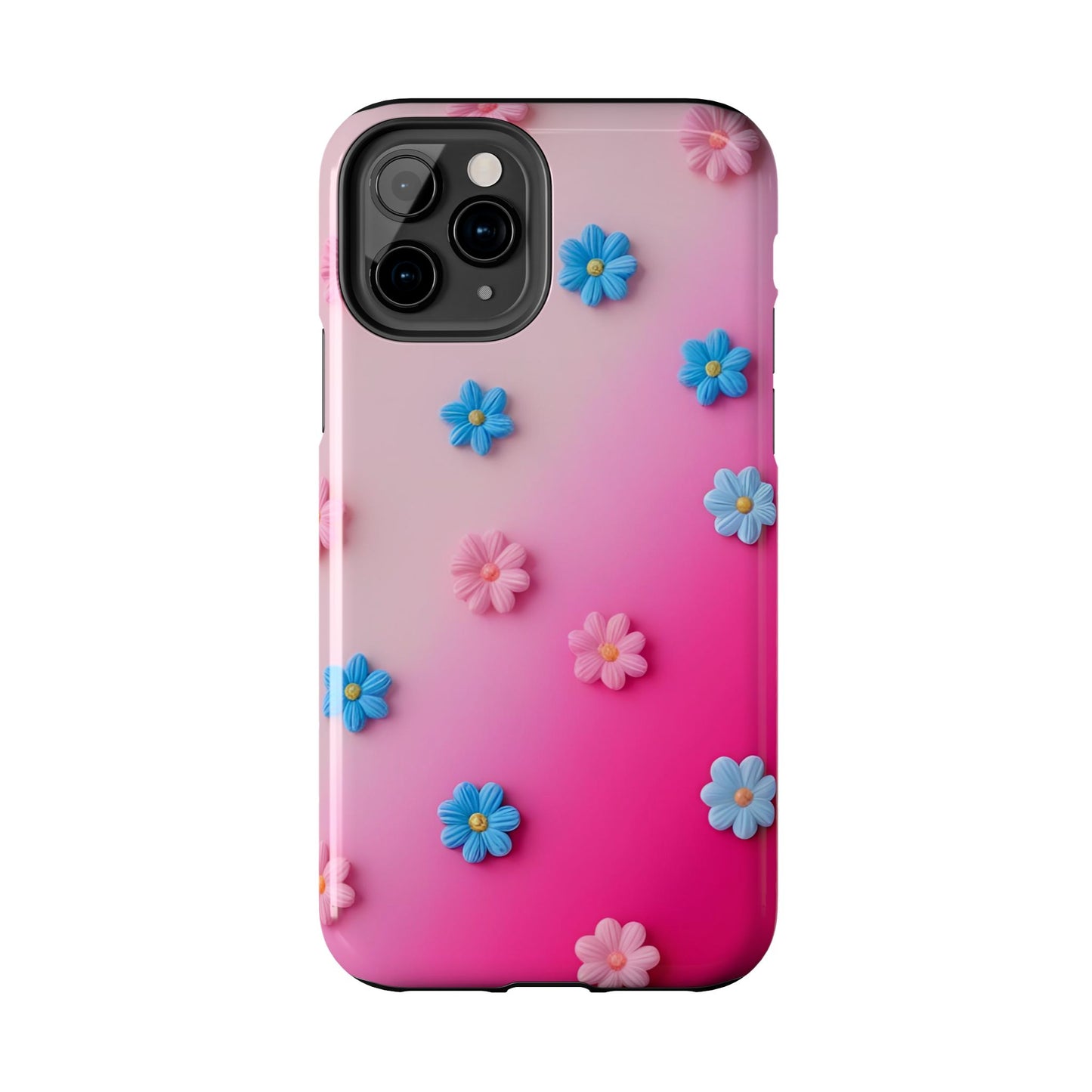 Phone Case - 3D Flowers on Pink Ombre Design