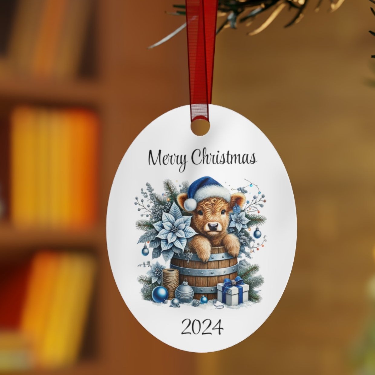 Ornament Highland Calf Christmas Decoration - Blue