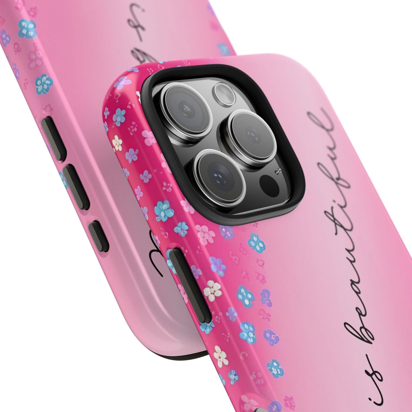 Phone Case Tough Floral Life is Beautiful Pink Ombre