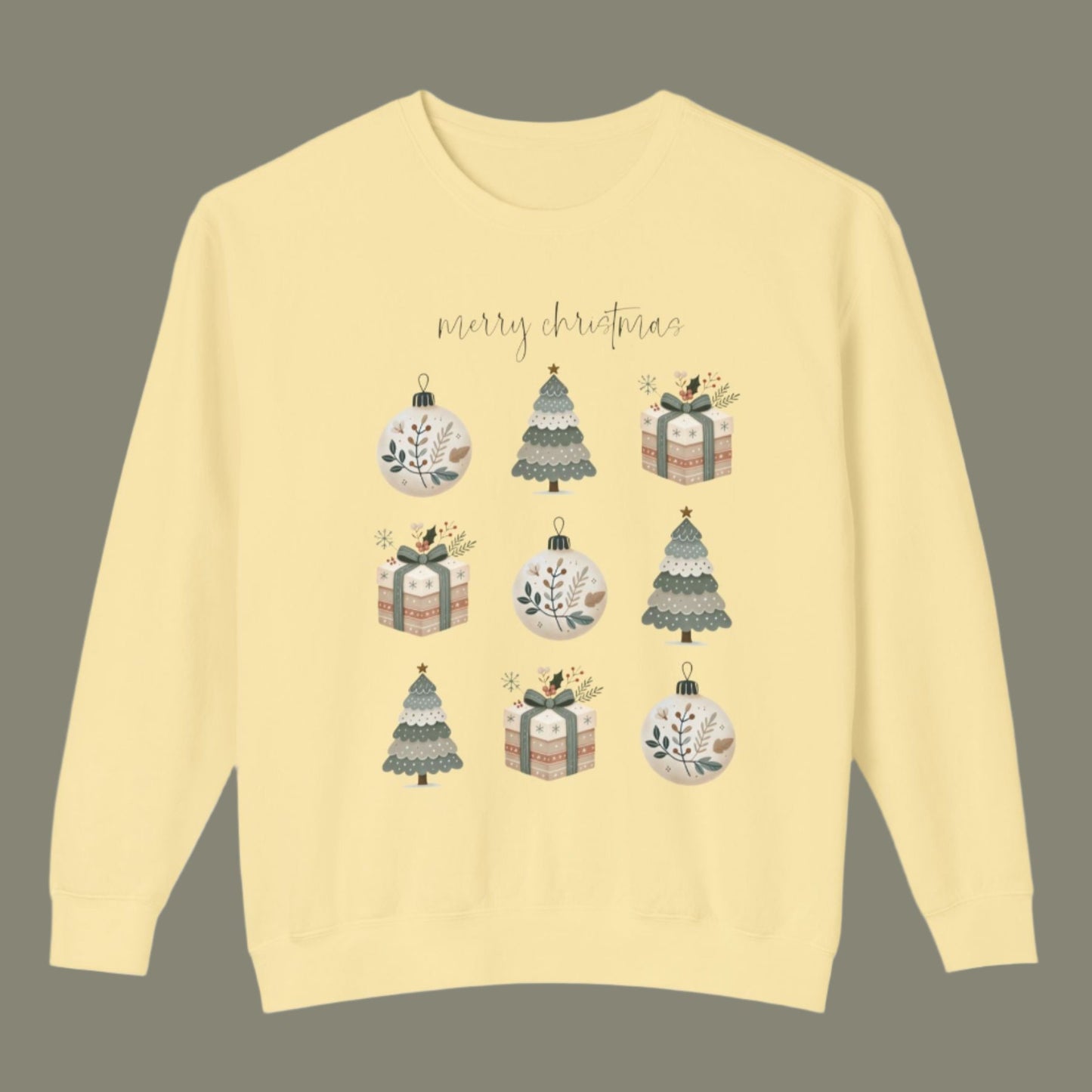 Christmas Lightweight Crewneck Sweatshirt - Merry Christmas Design