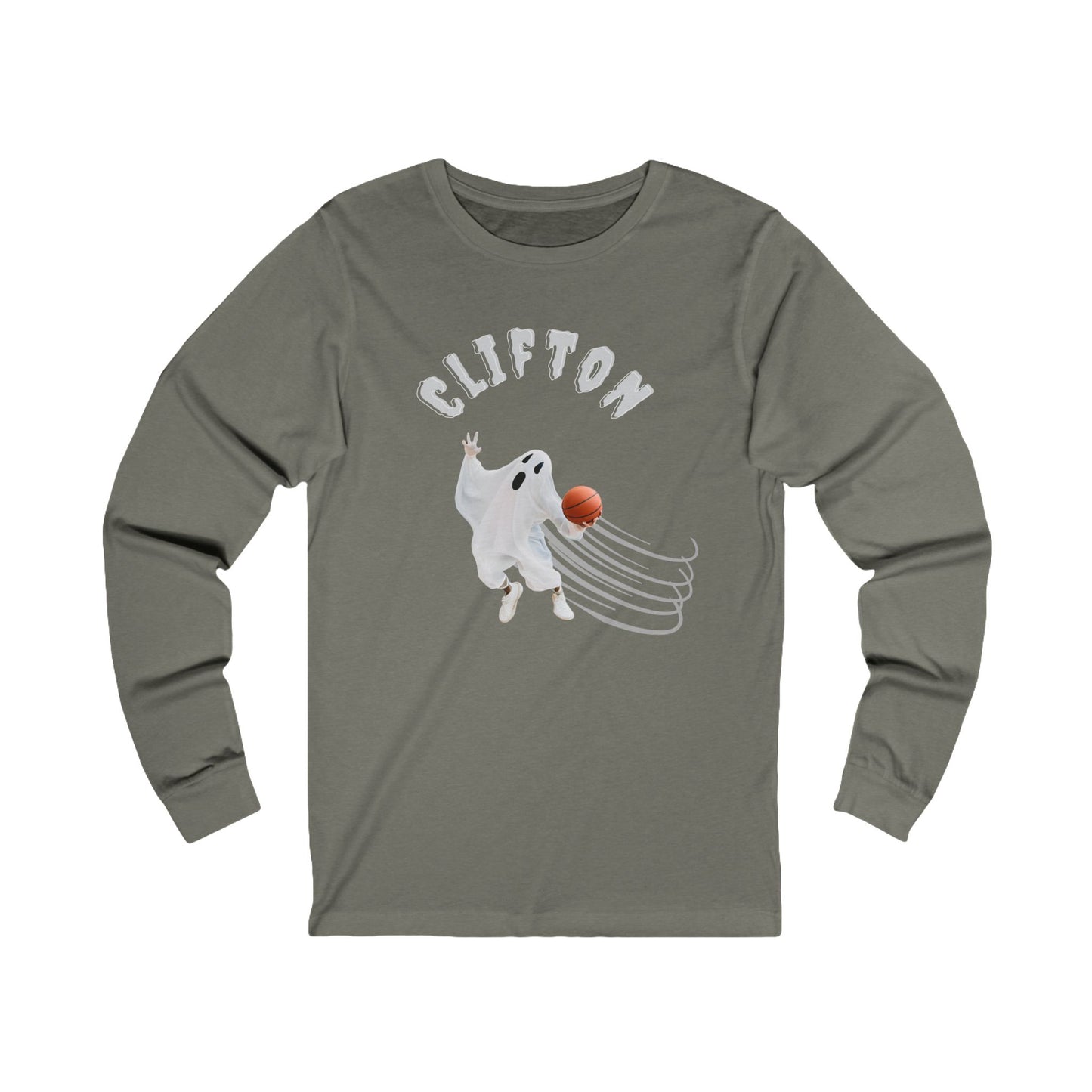 Personalized Basketball Ghost for Halloween Fun Long Sleeve Tee Shirt - Men's