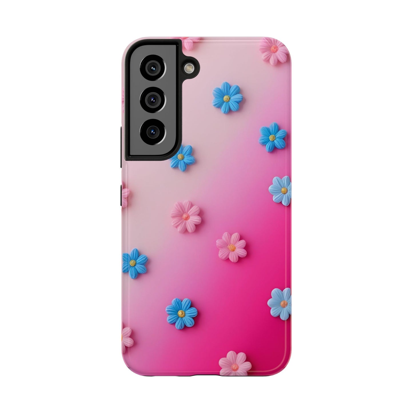 Phone Case - 3D Flowers on Pink Ombre Design
