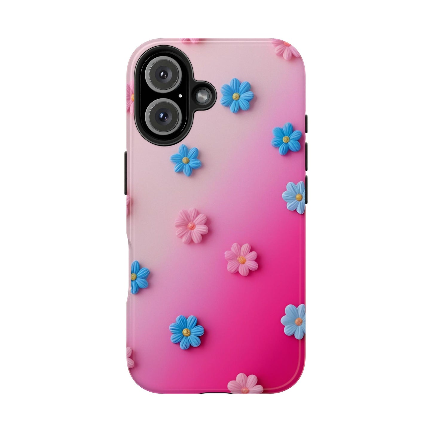 Phone Case - 3D Flowers on Pink Ombre Design