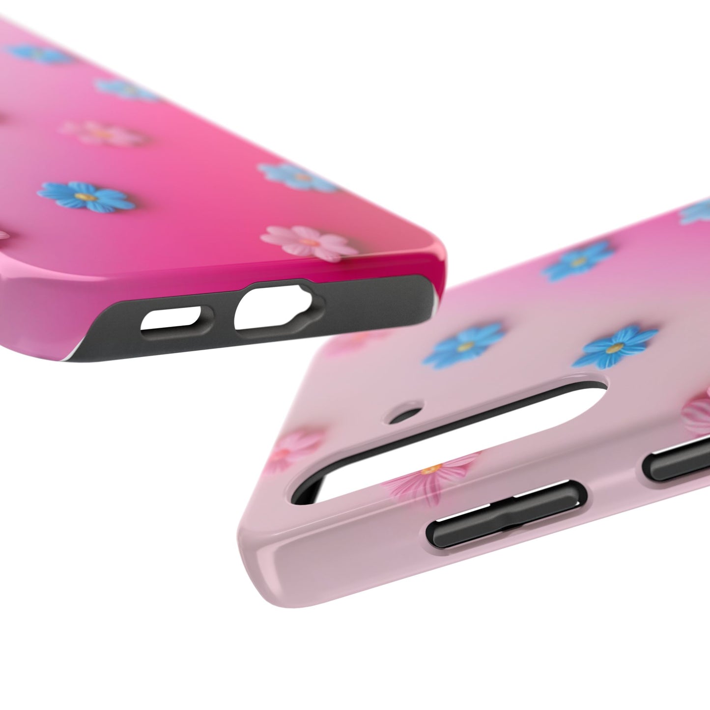 Phone Case - 3D Flowers on Pink Ombre Design