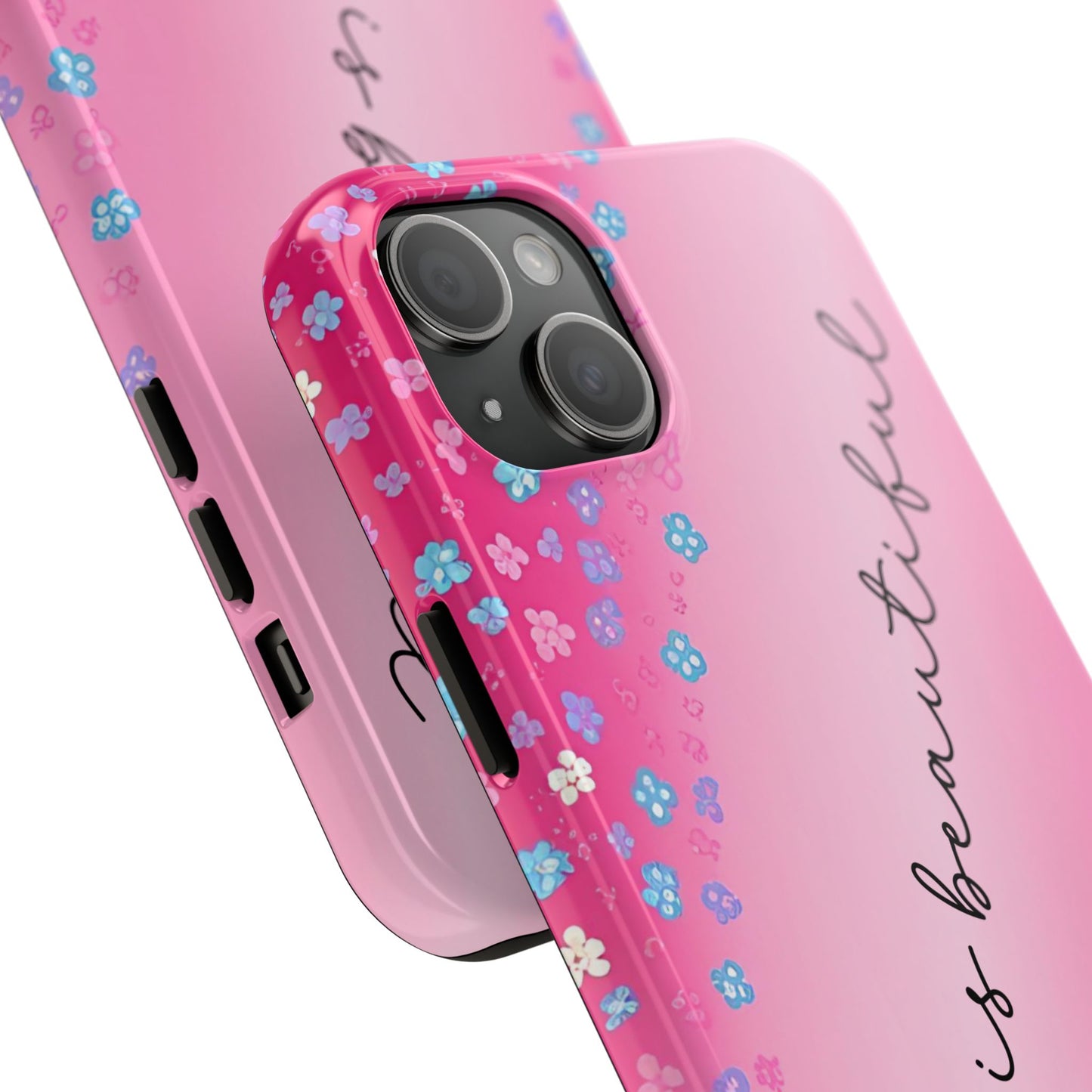 Phone Case Tough Floral Life is Beautiful Pink Ombre