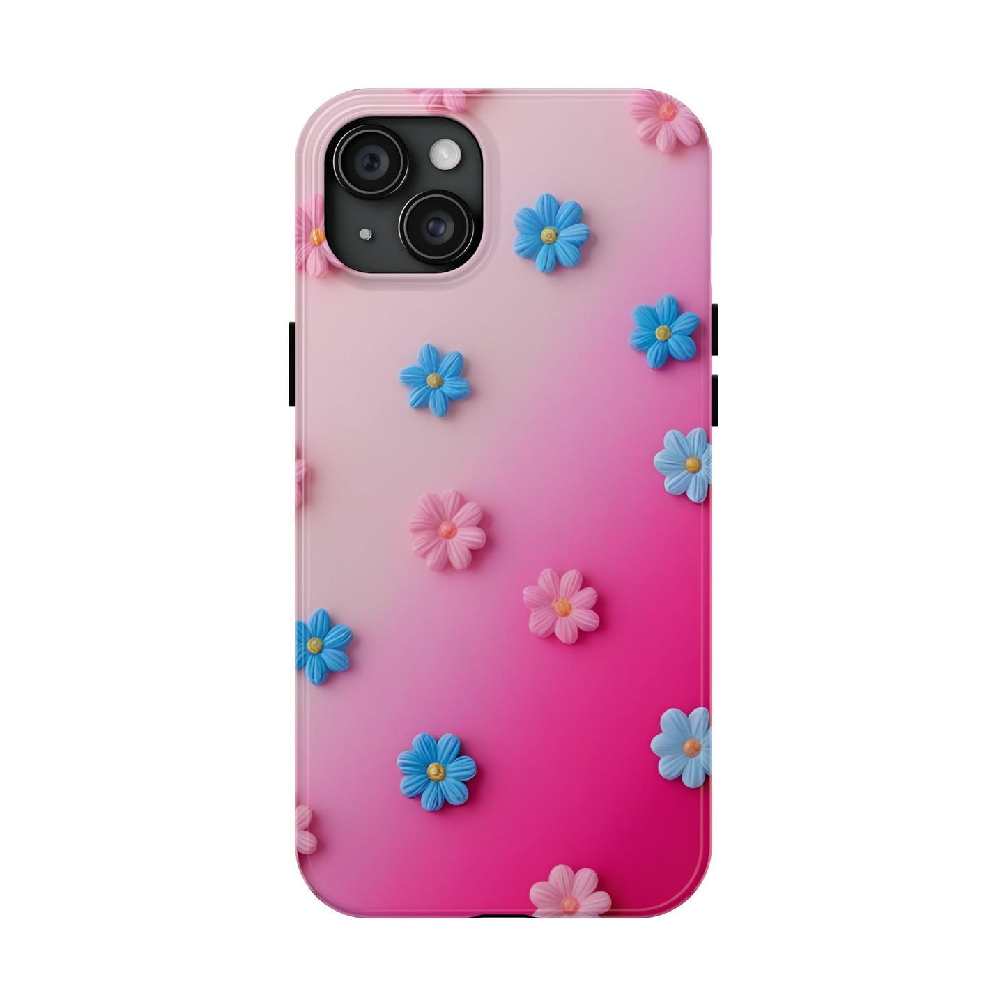 Phone Case - 3D Flowers on Pink Ombre Design