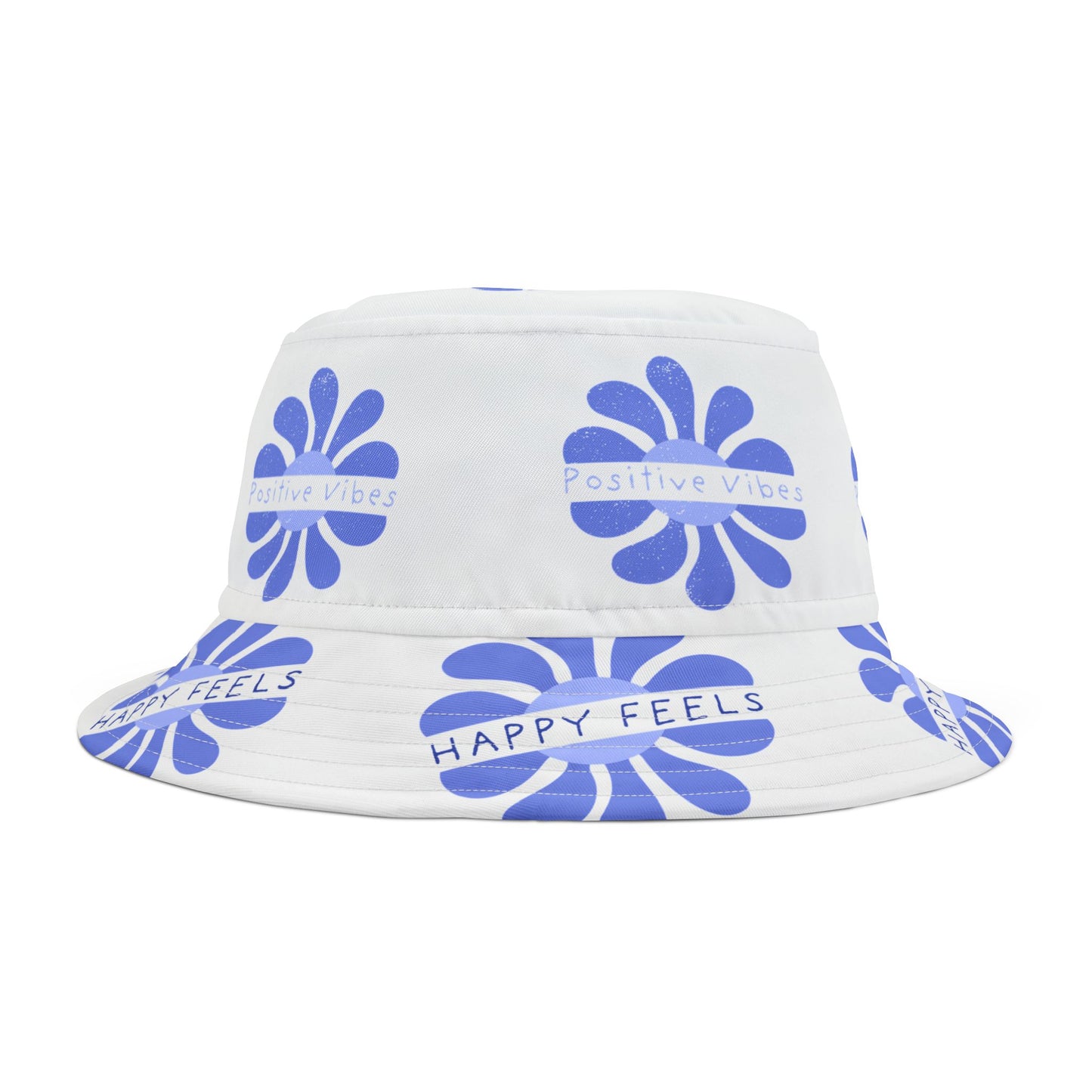 Bucket Hat with Positive Vibes Retro Design