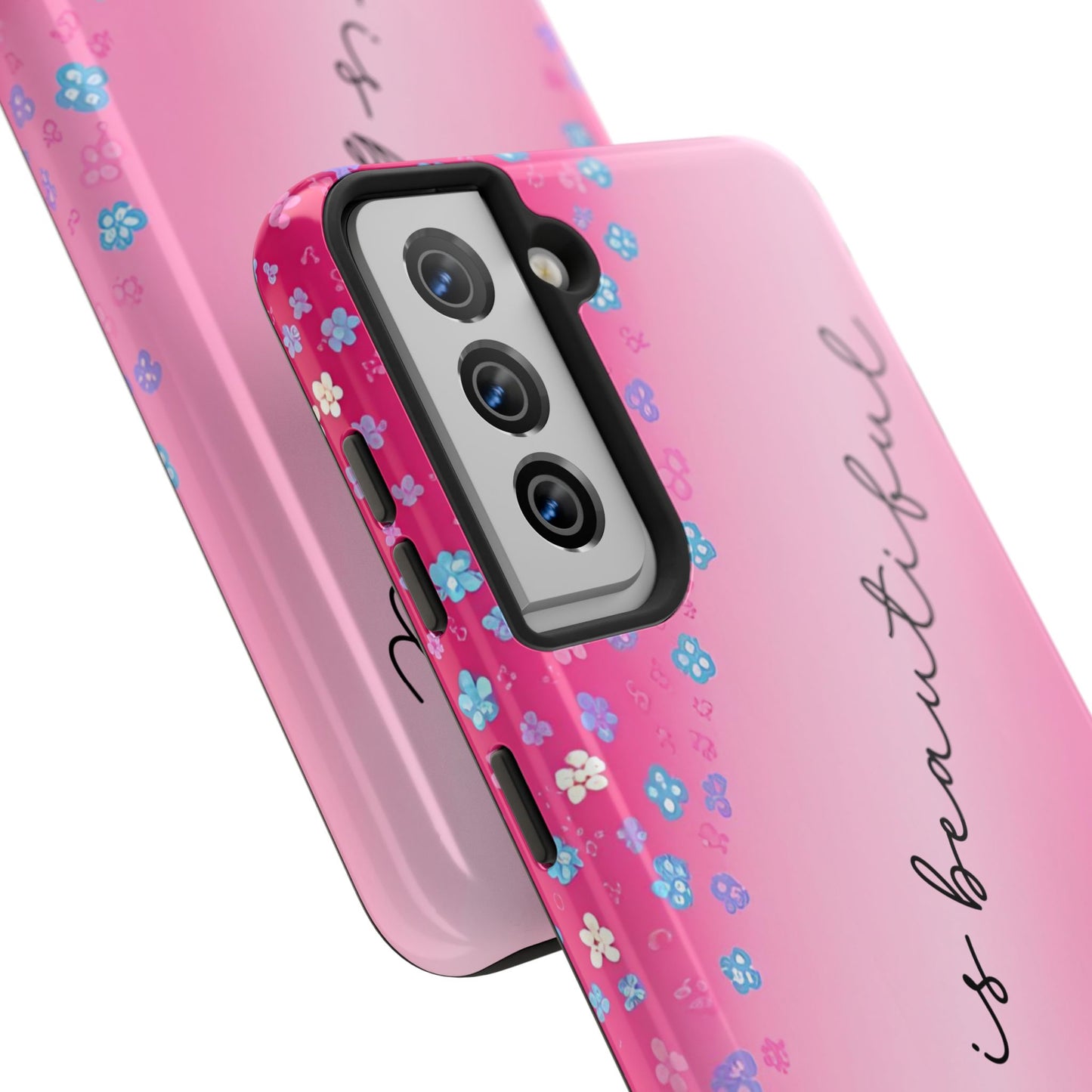Phone Case Tough Floral Life is Beautiful Pink Ombre