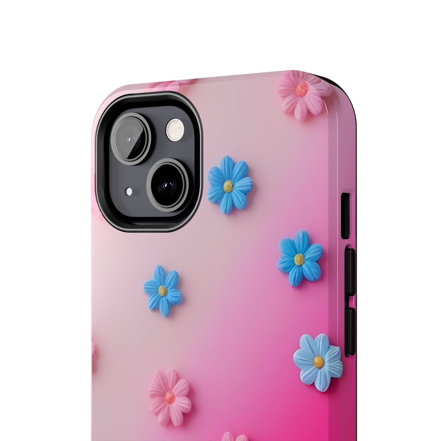 Phone Case - 3D Flowers on Pink Ombre Design