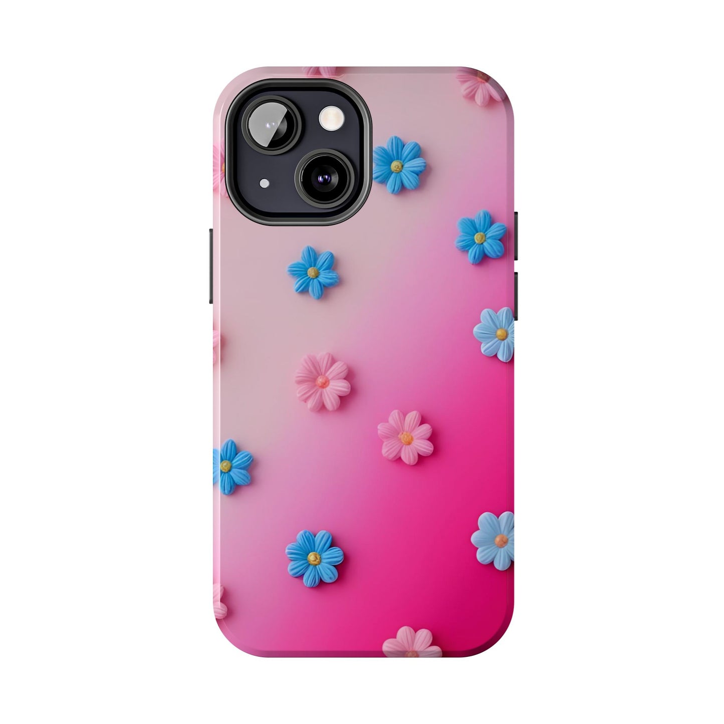 Phone Case - 3D Flowers on Pink Ombre Design