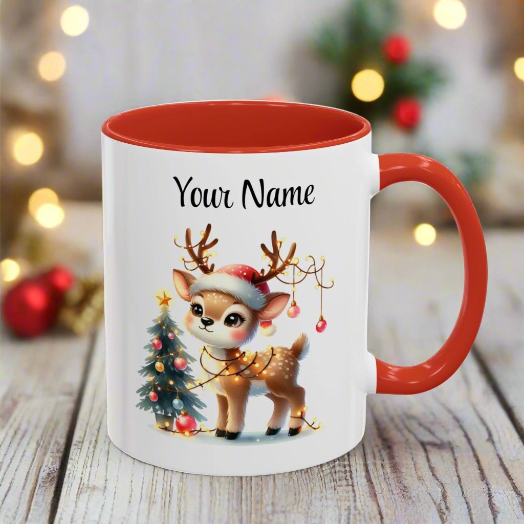 Personalized Coffee Mug Vintage Reindeer Design (11oz or15oz) Christmas Mug - Design #11