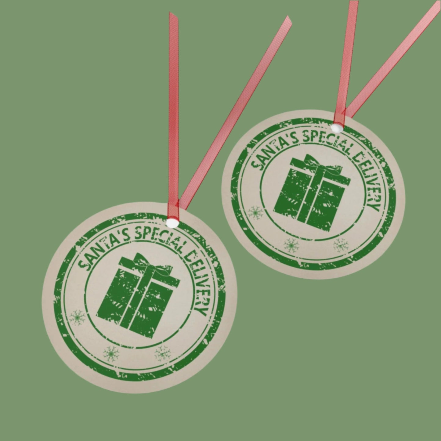 Metal Ornaments - North Pole Special Delivery Distressed Design