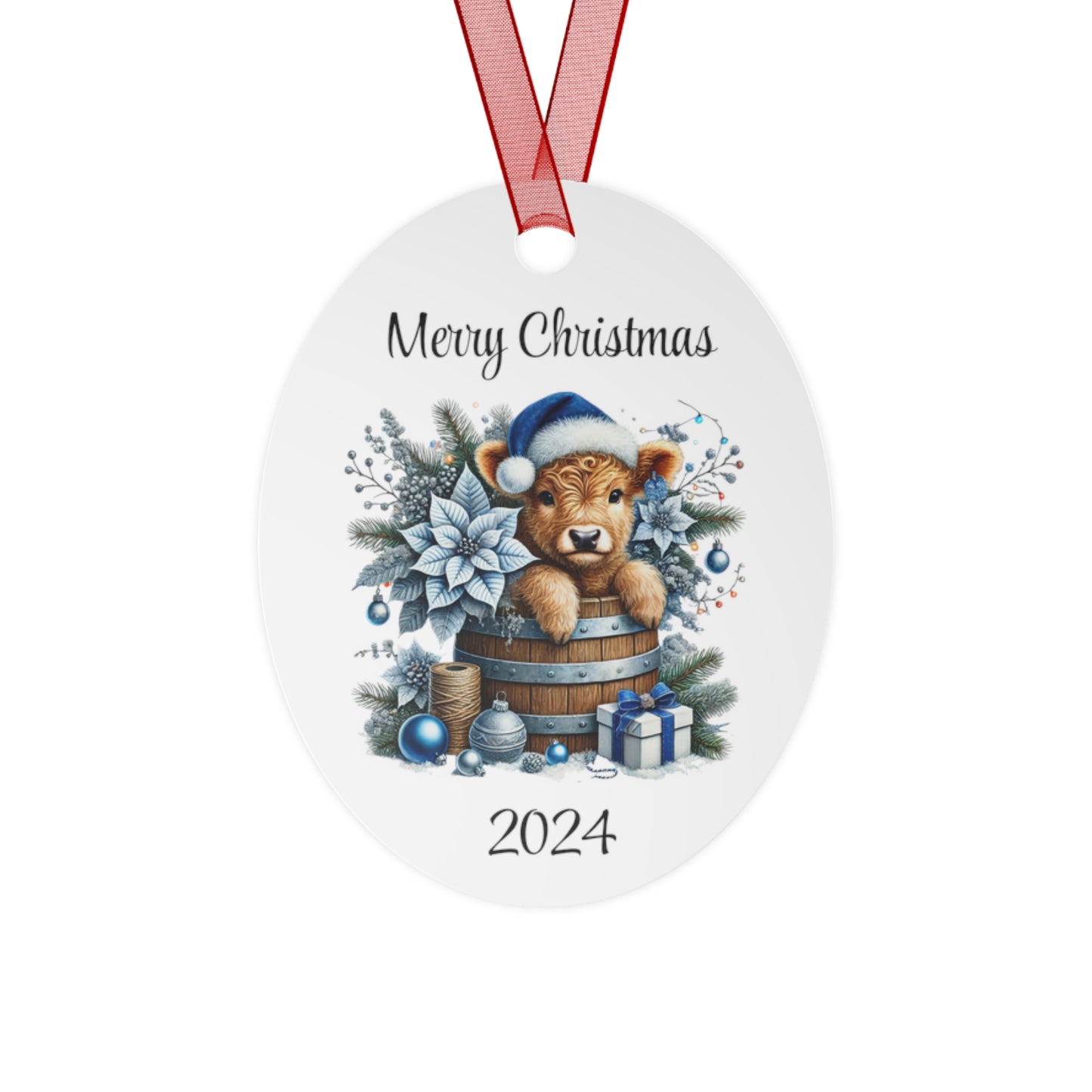 Ornament Highland Calf Christmas Decoration - Blue
