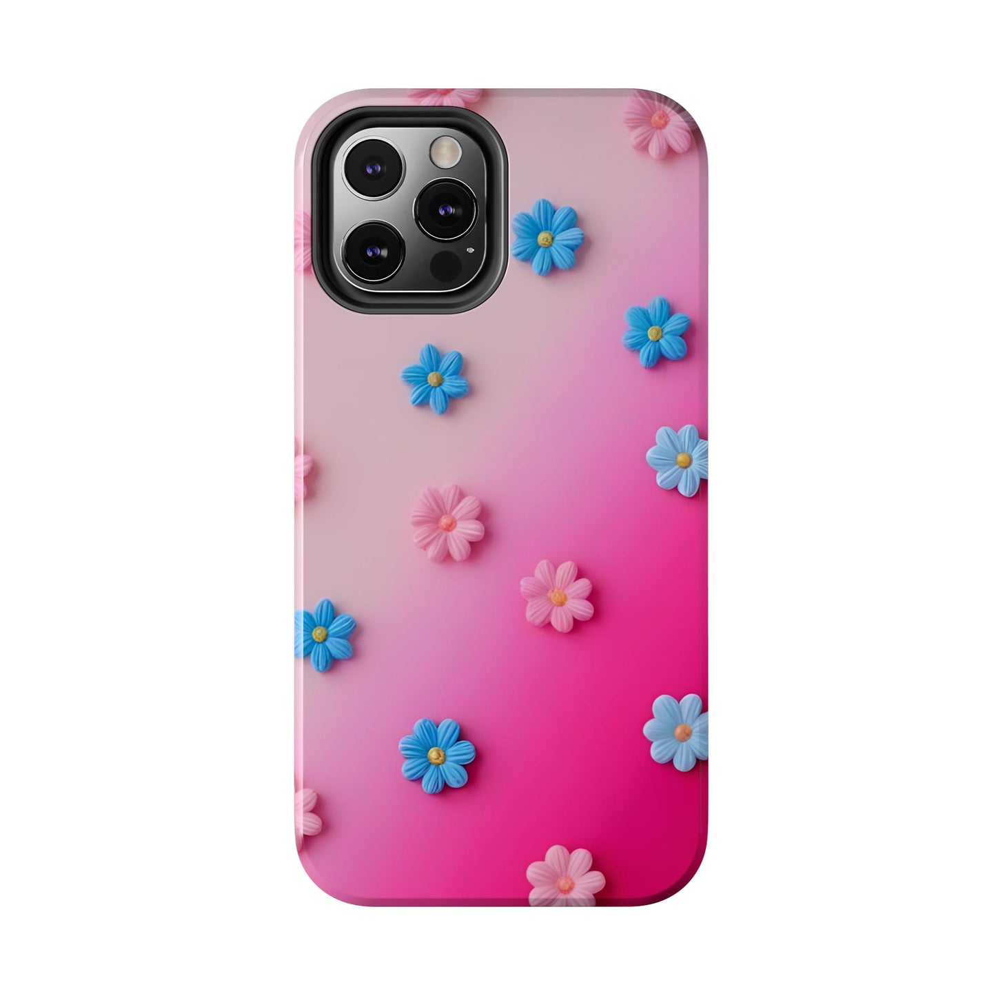 Phone Case - 3D Flowers on Pink Ombre Design