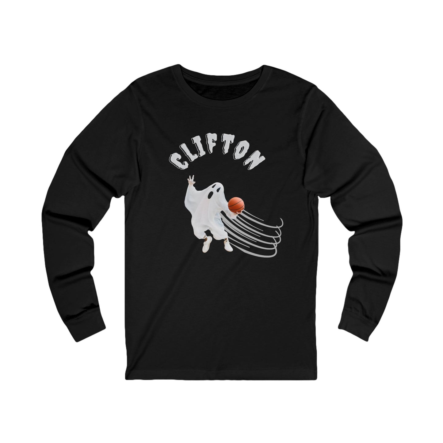 Personalized Basketball Ghost for Halloween Fun Long Sleeve Tee Shirt - Men's