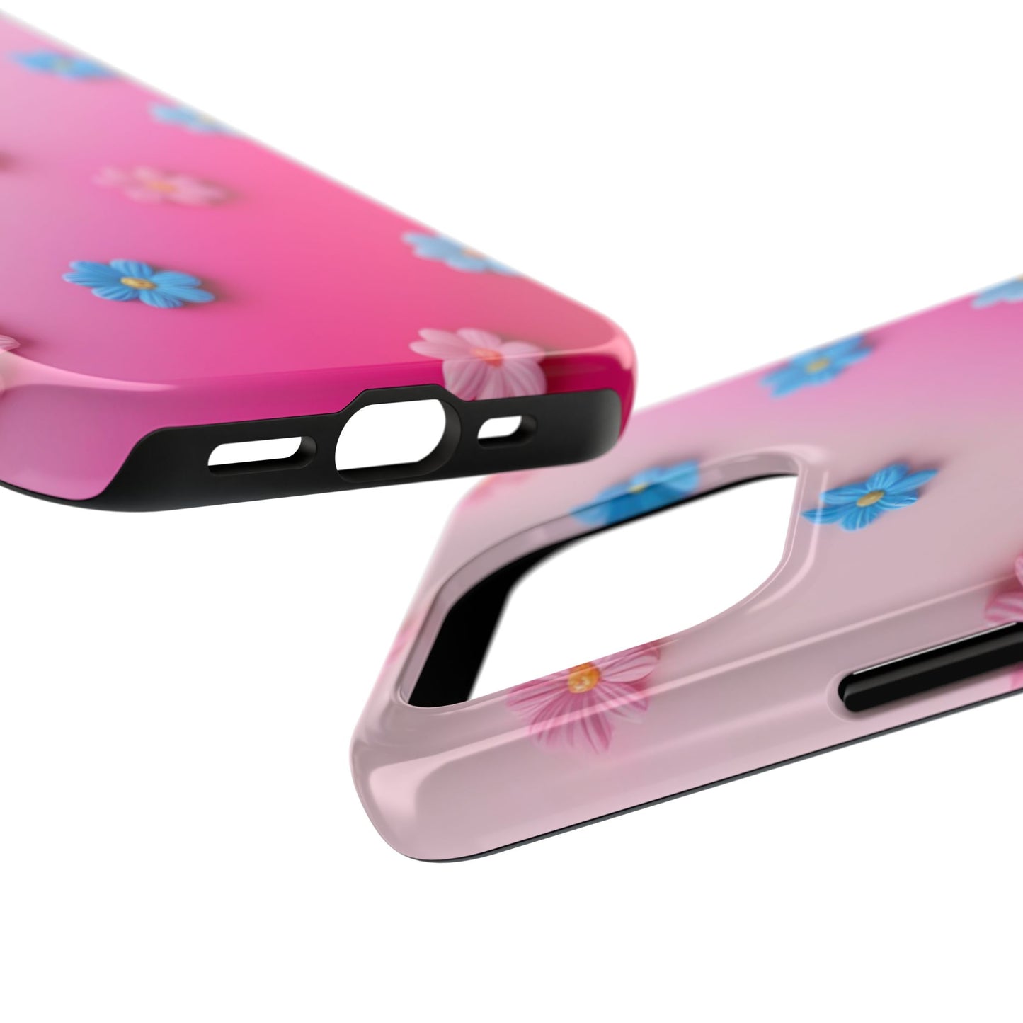 Phone Case - 3D Flowers on Pink Ombre Design