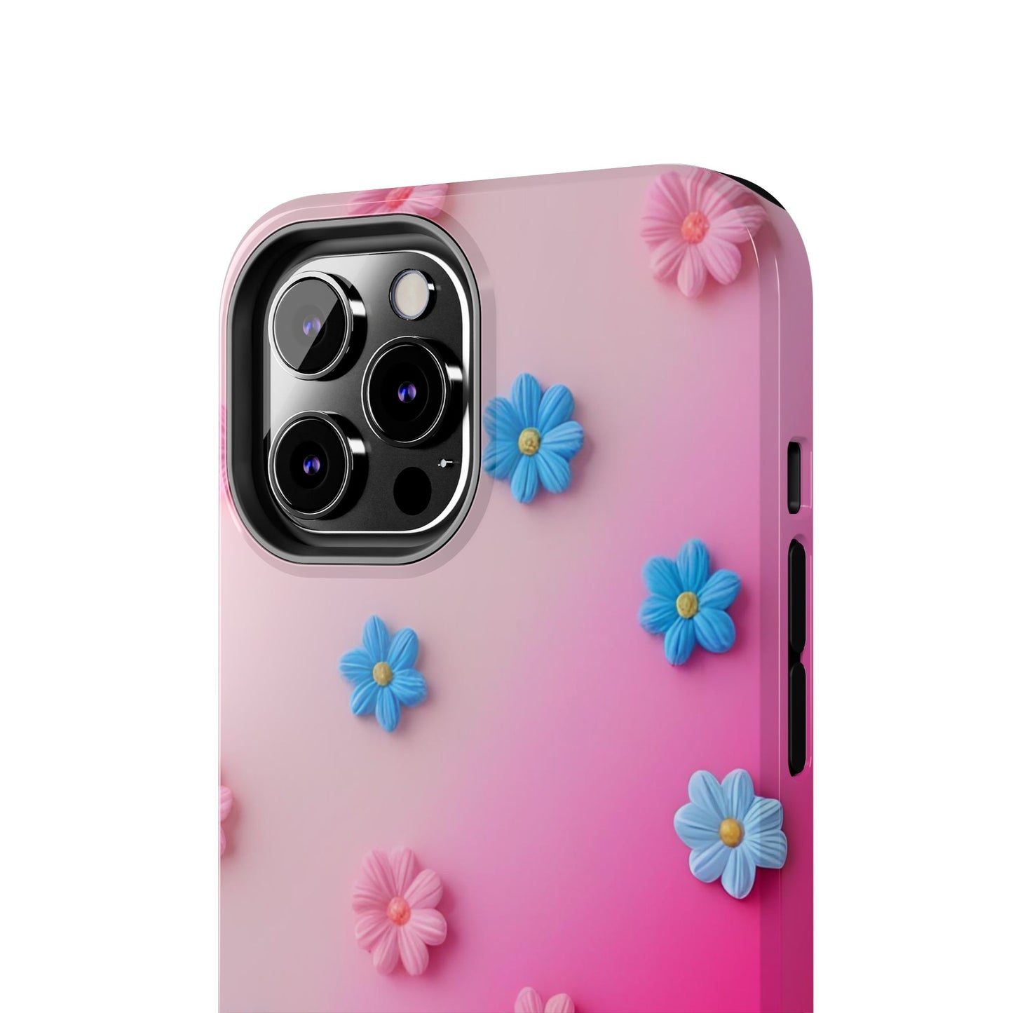 Phone Case - 3D Flowers on Pink Ombre Design