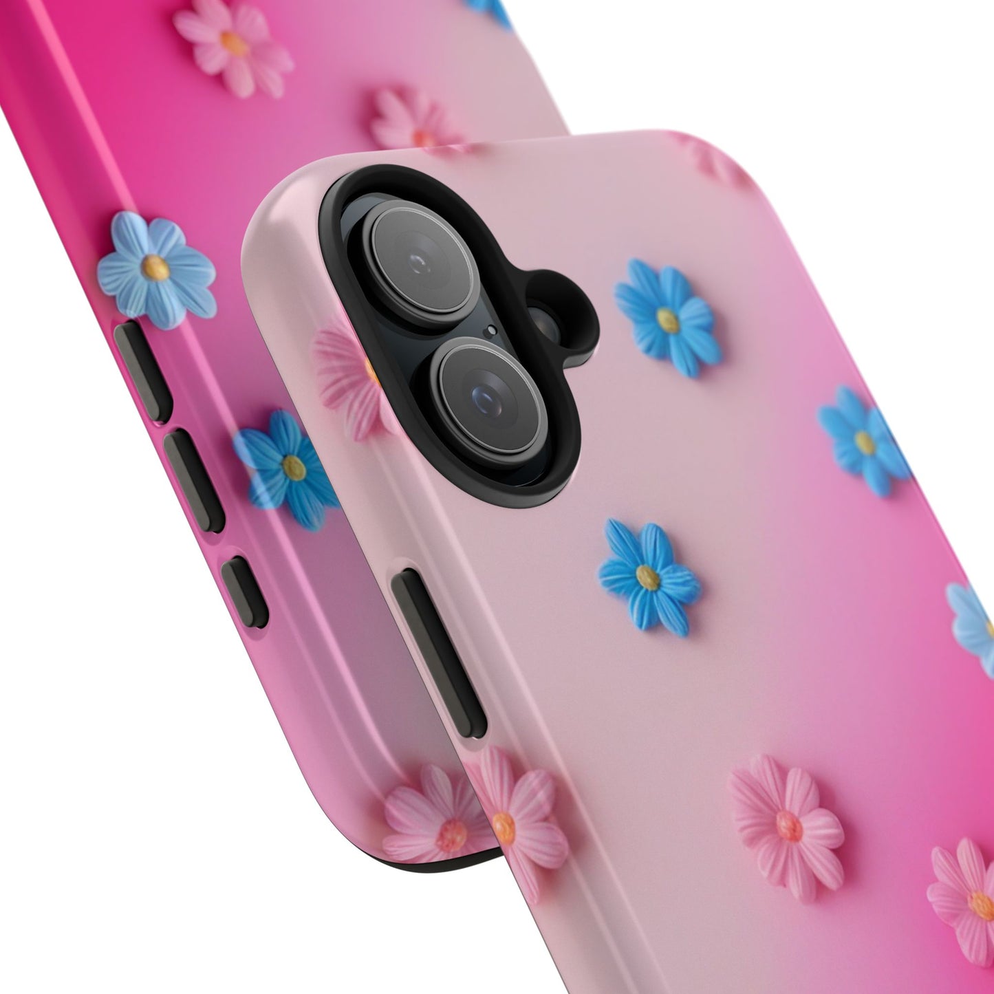 Phone Case - 3D Flowers on Pink Ombre Design