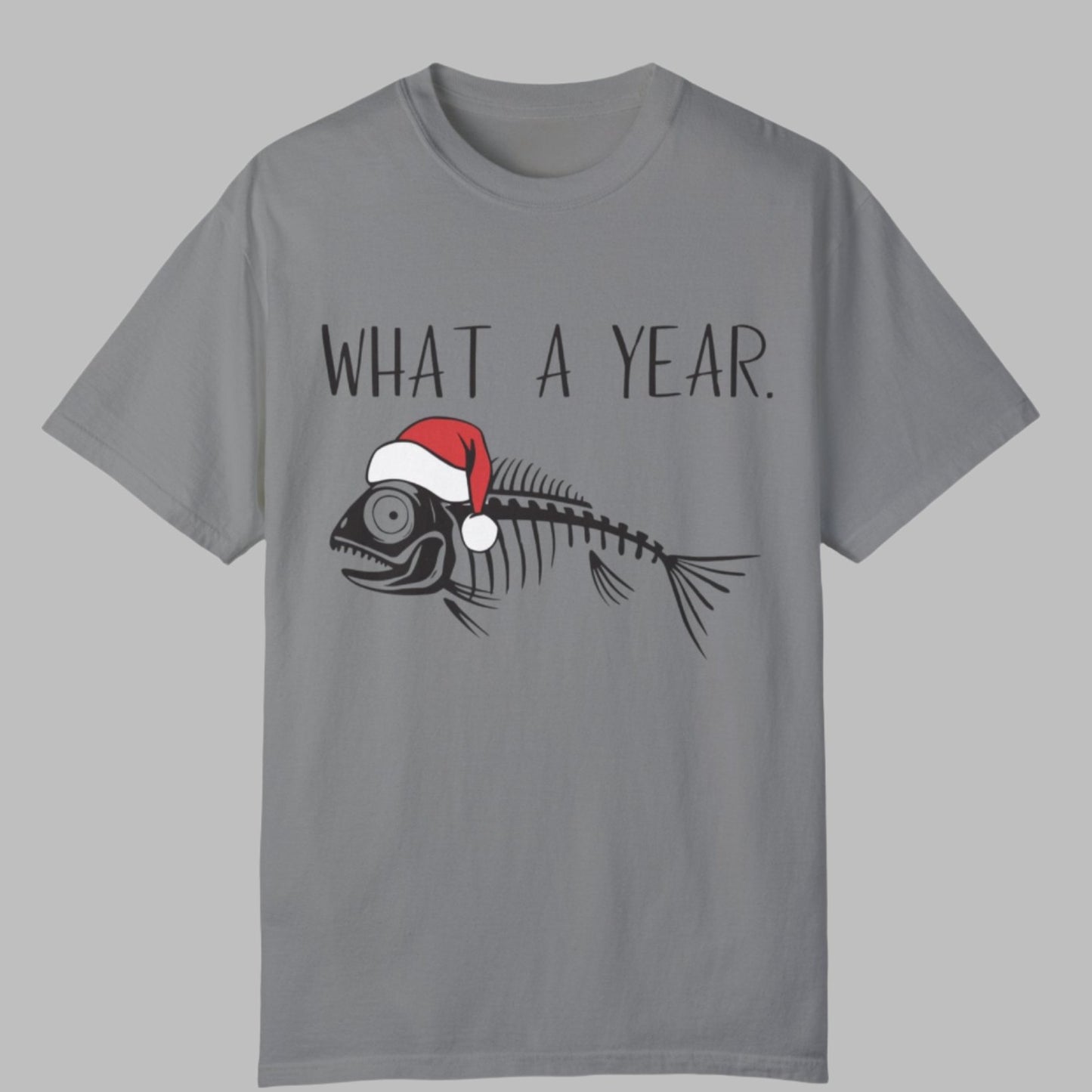 Fish Skeleton "What a Year" Christmas Tee - Women