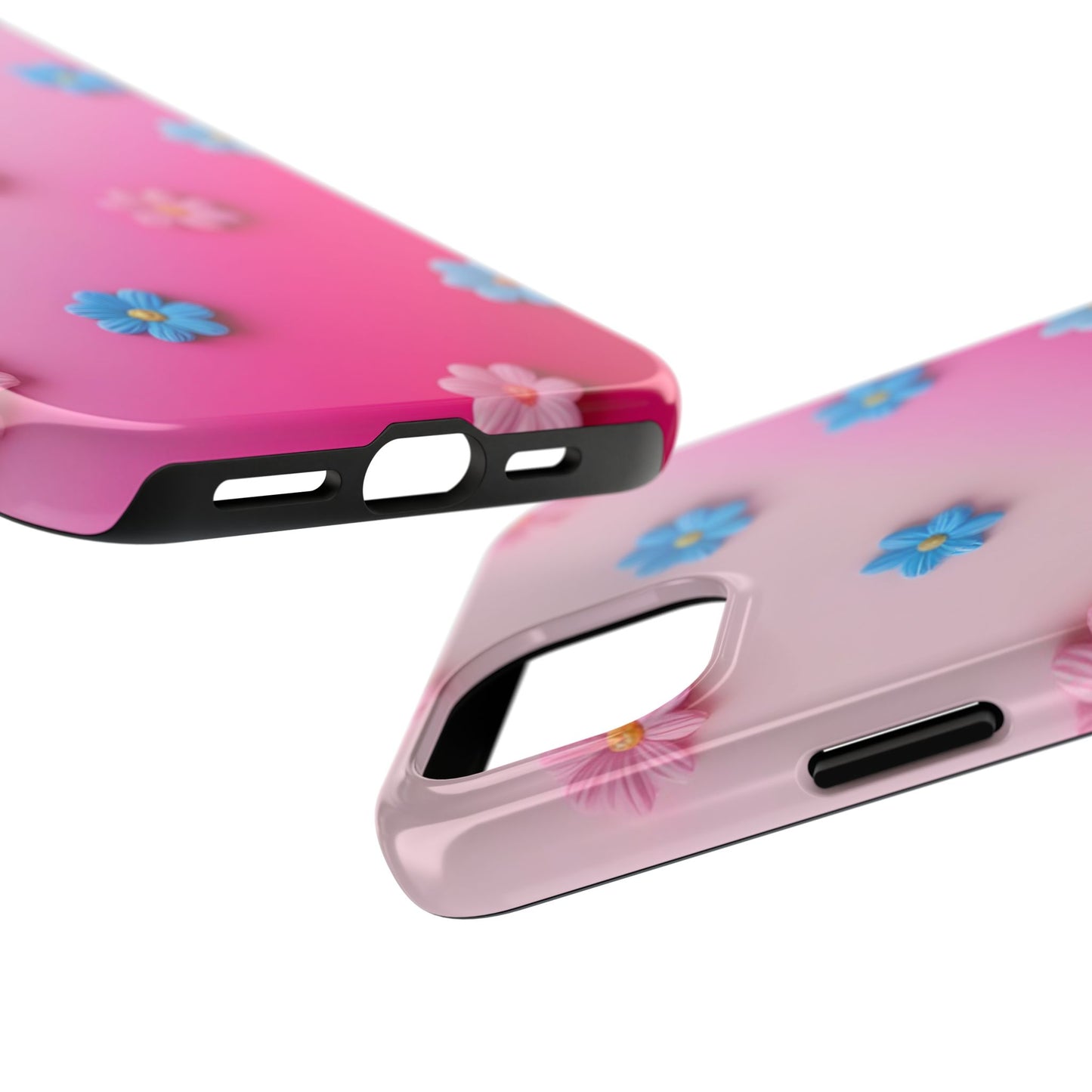 Phone Case - 3D Flowers on Pink Ombre Design