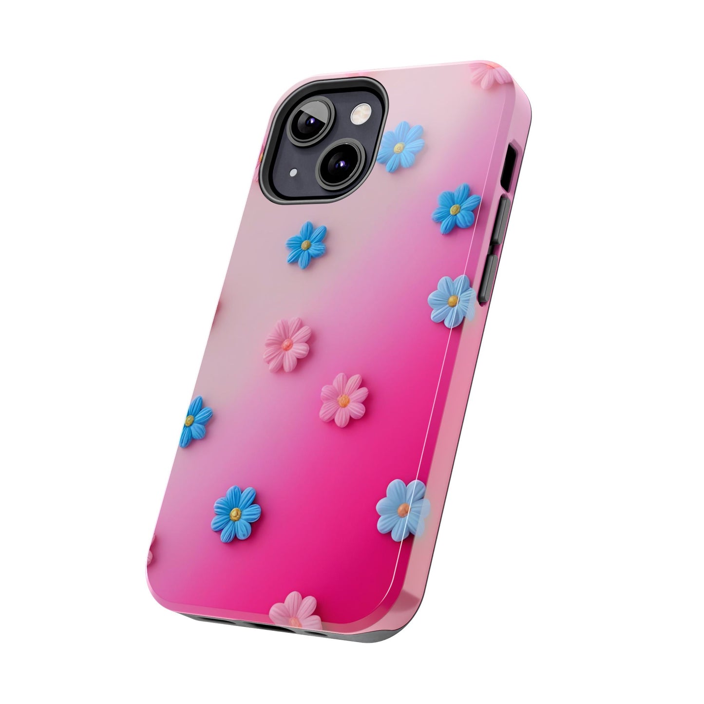Phone Case - 3D Flowers on Pink Ombre Design