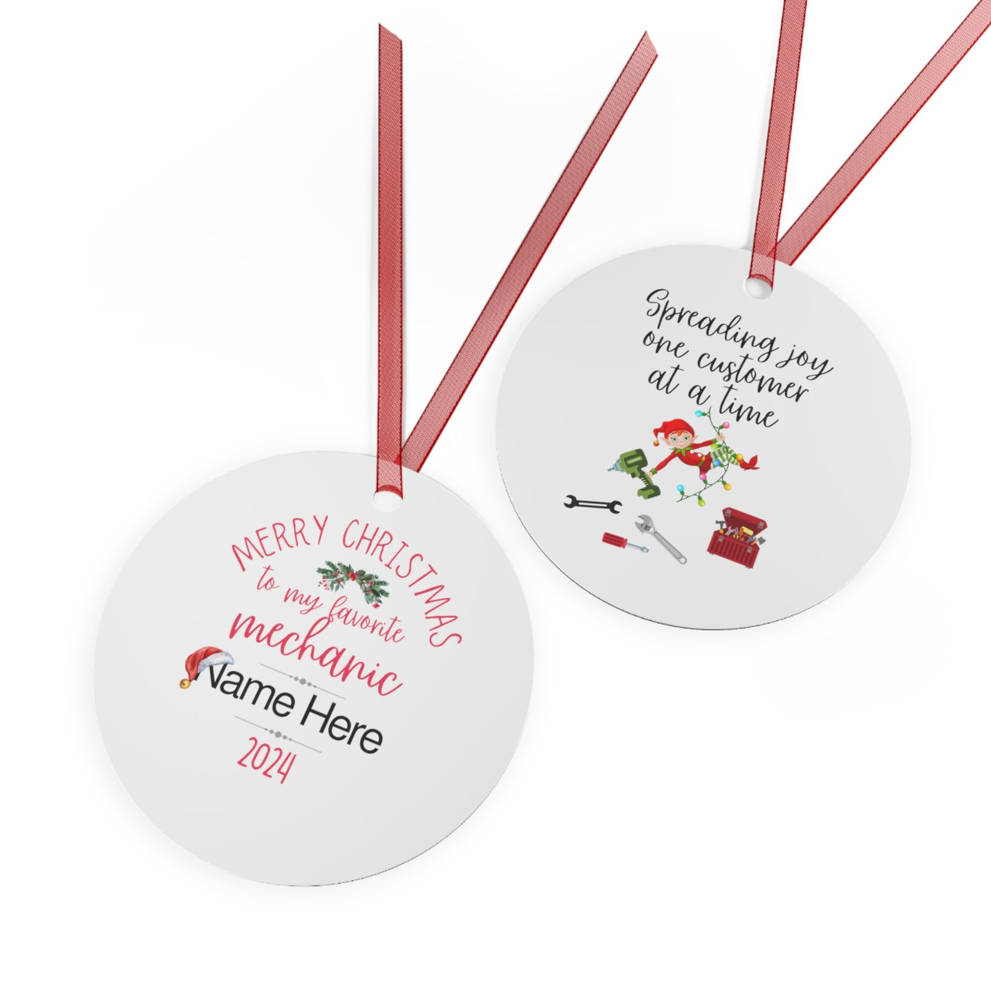 Personalized Metal Ornaments "My Favorite Mechanic" to Show Appreciation
