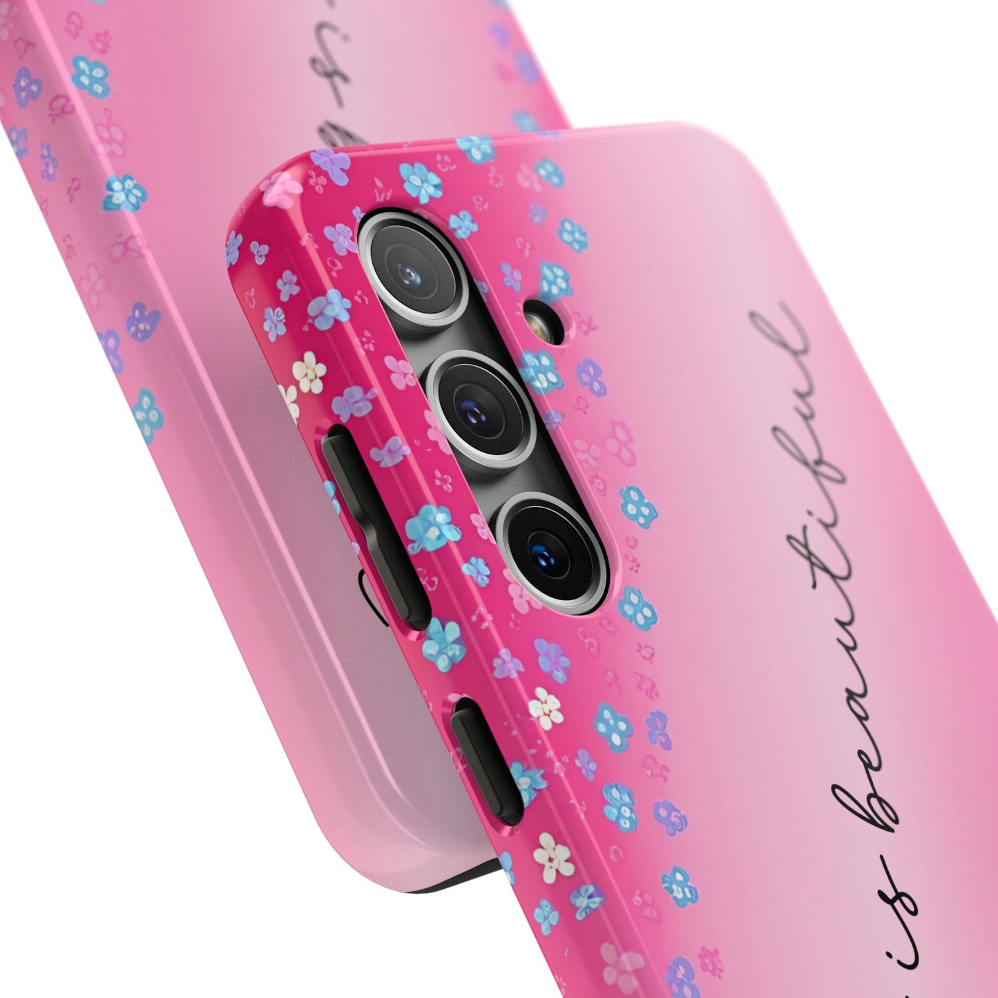 Phone Case Tough Floral Life is Beautiful Pink Ombre