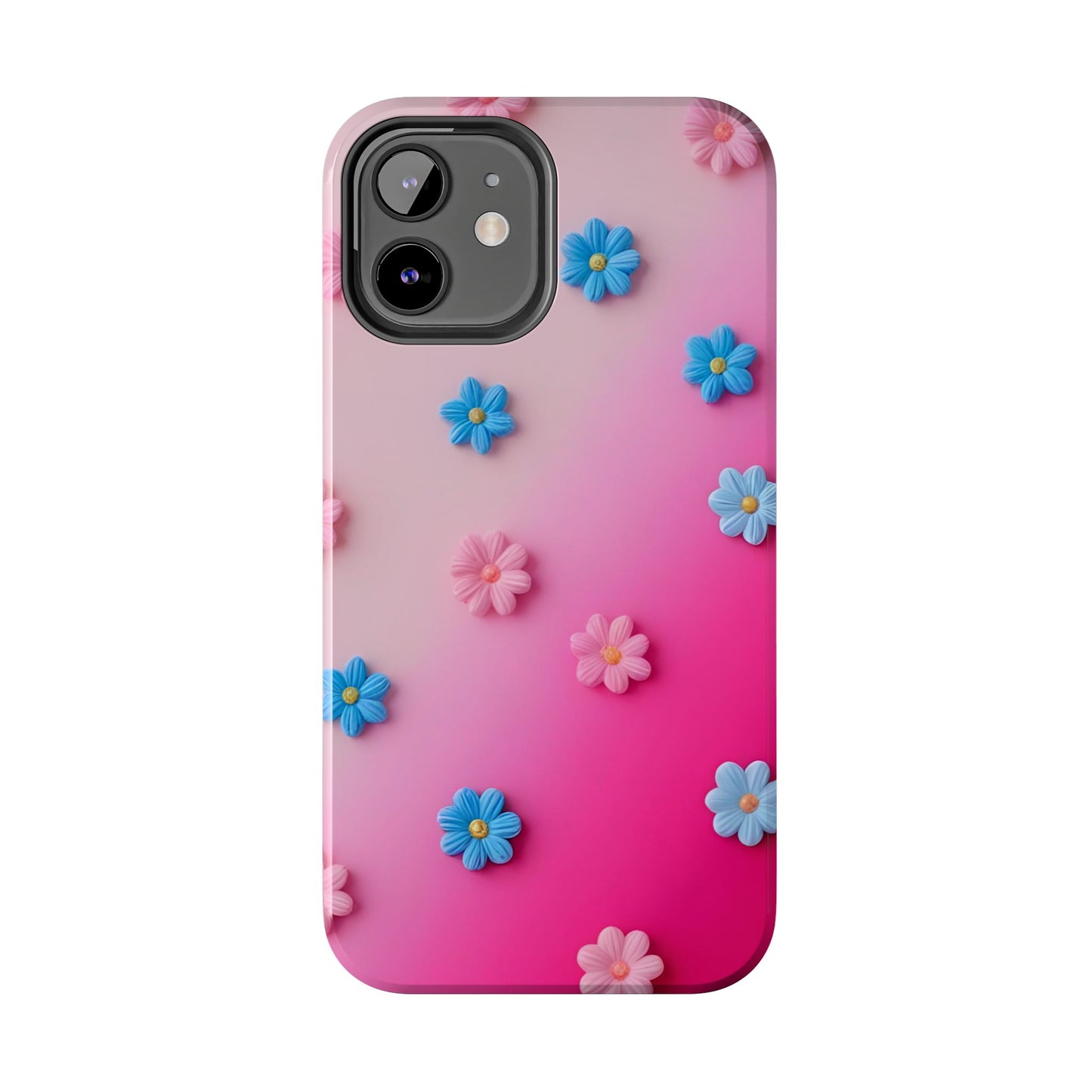 Phone Case - 3D Flowers on Pink Ombre Design