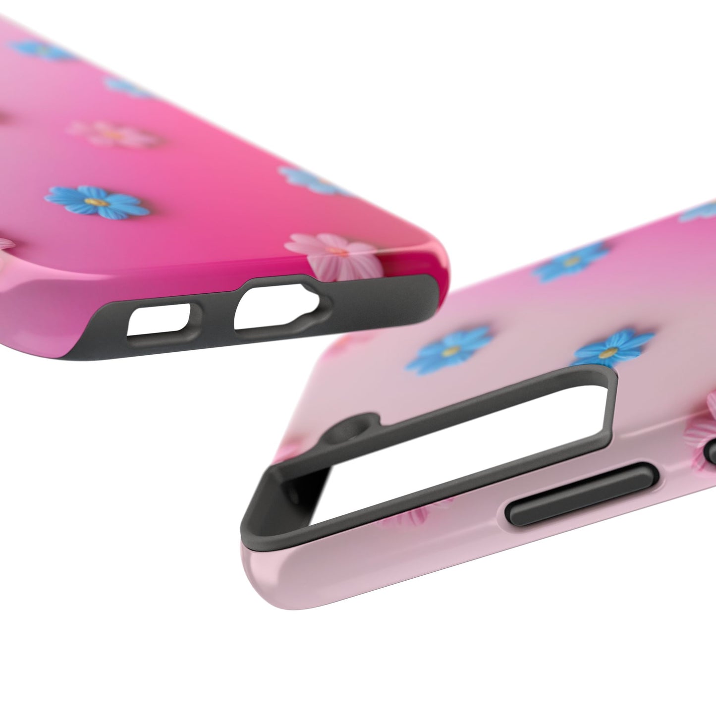 Phone Case - 3D Flowers on Pink Ombre Design