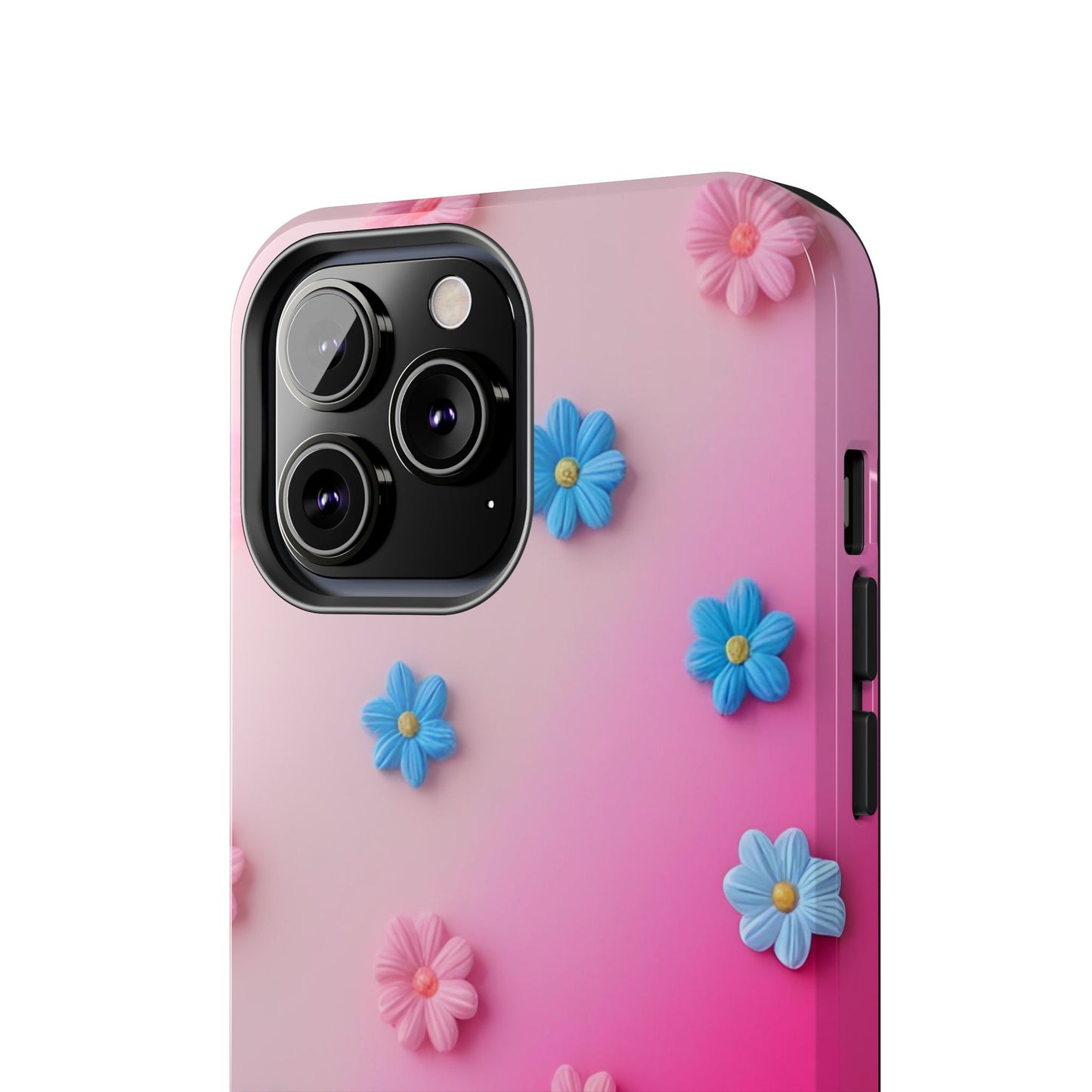 Phone Case - 3D Flowers on Pink Ombre Design