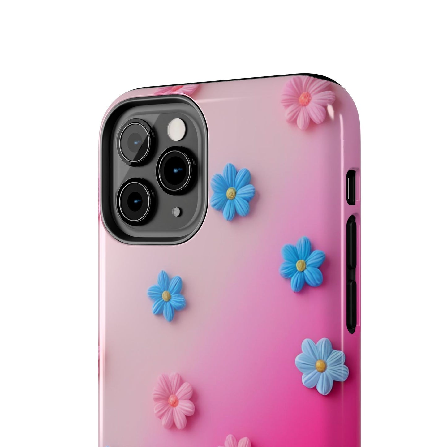 Phone Case - 3D Flowers on Pink Ombre Design